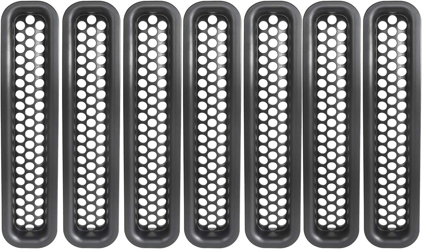 Wrangler Grill Mesh Inserts Front Grille Guard Cover Clip-in Matte Black for 1997-2006 Jeep Wrangler TJ & Unlimited (Pack of 7)