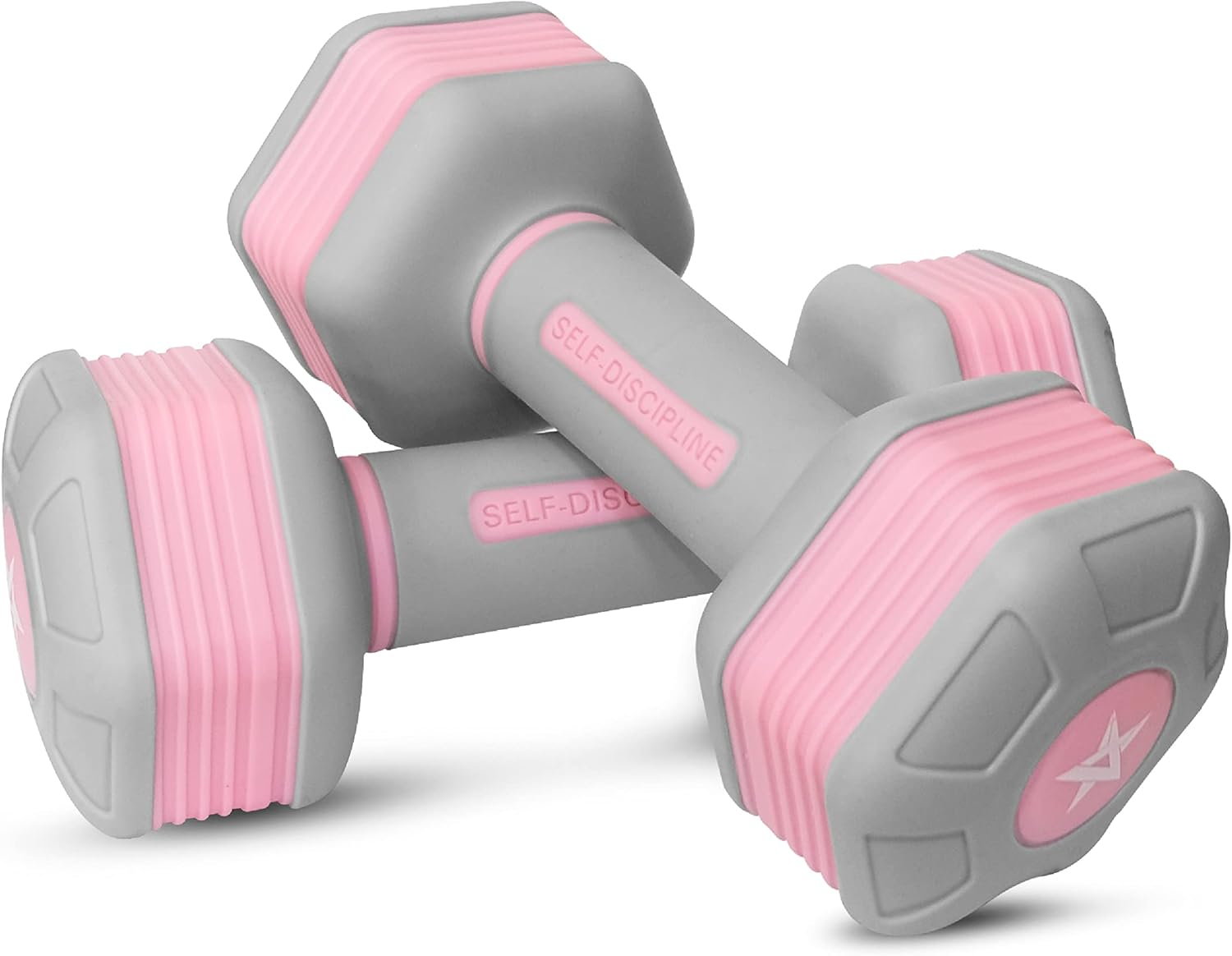 Adjustable Dumbbells for Women/Non-Slip & Safe PP Plastic-Coated Dumbbell Sets (Pair) with Easy 3.68-To-5 LBS Weights Change, Anti-Roll Hex Shape, Pleasing & Compact Design for Any Routine