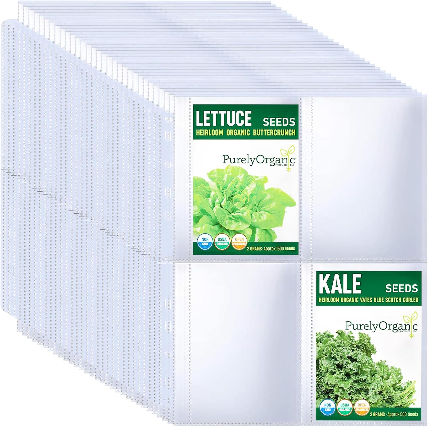 30 Pack 120 Pockets Seed Packet Binder Sleeves, Garden Seed Storage Organizer Pages for 3 Ring Binder, Slot Size 3.5