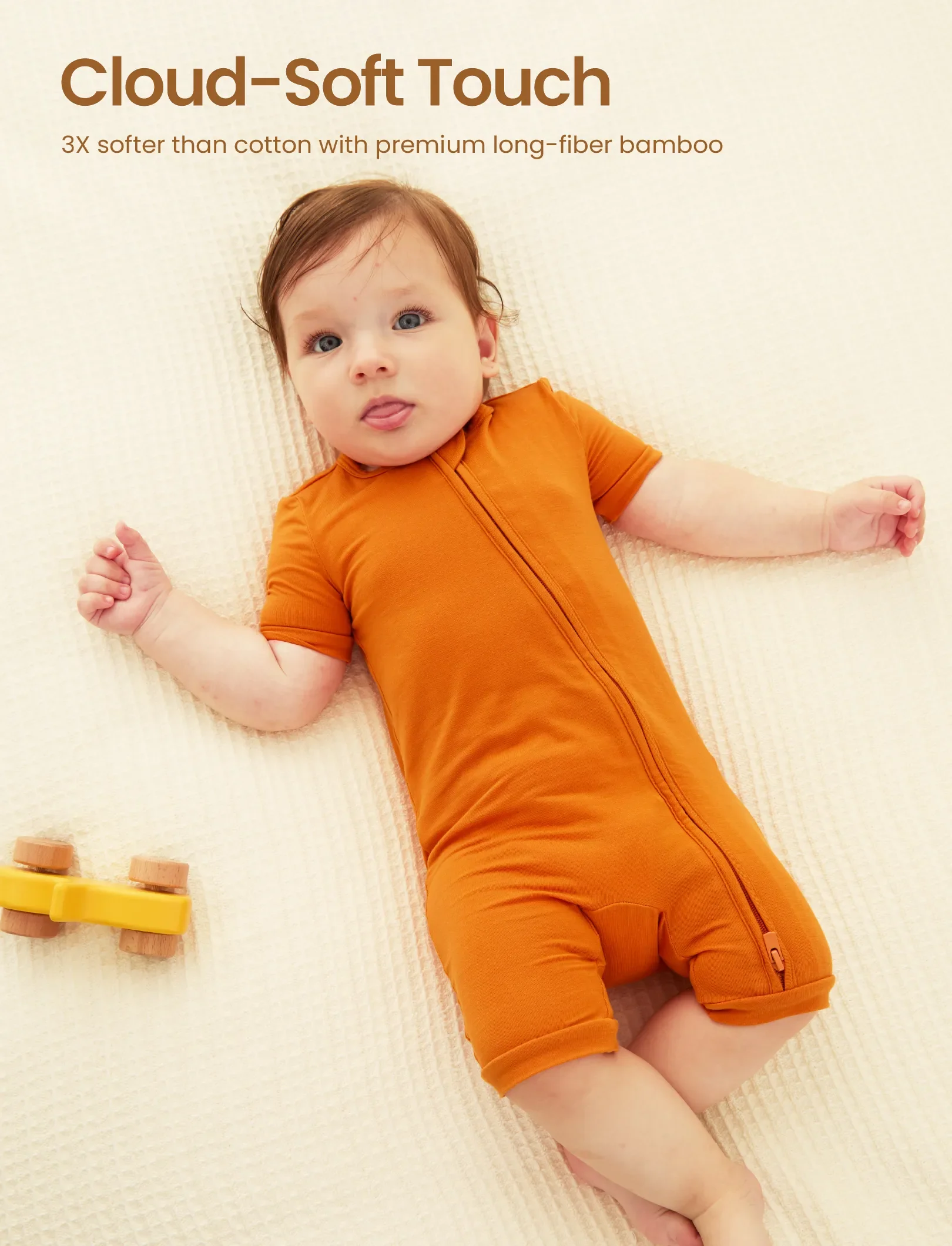 Bamboo Baby Boy / Girl 2-Way Zip Onesies anti Slip Childlike Food Pattern Bamboo Sleepwear (Snug-Fitting) Orange