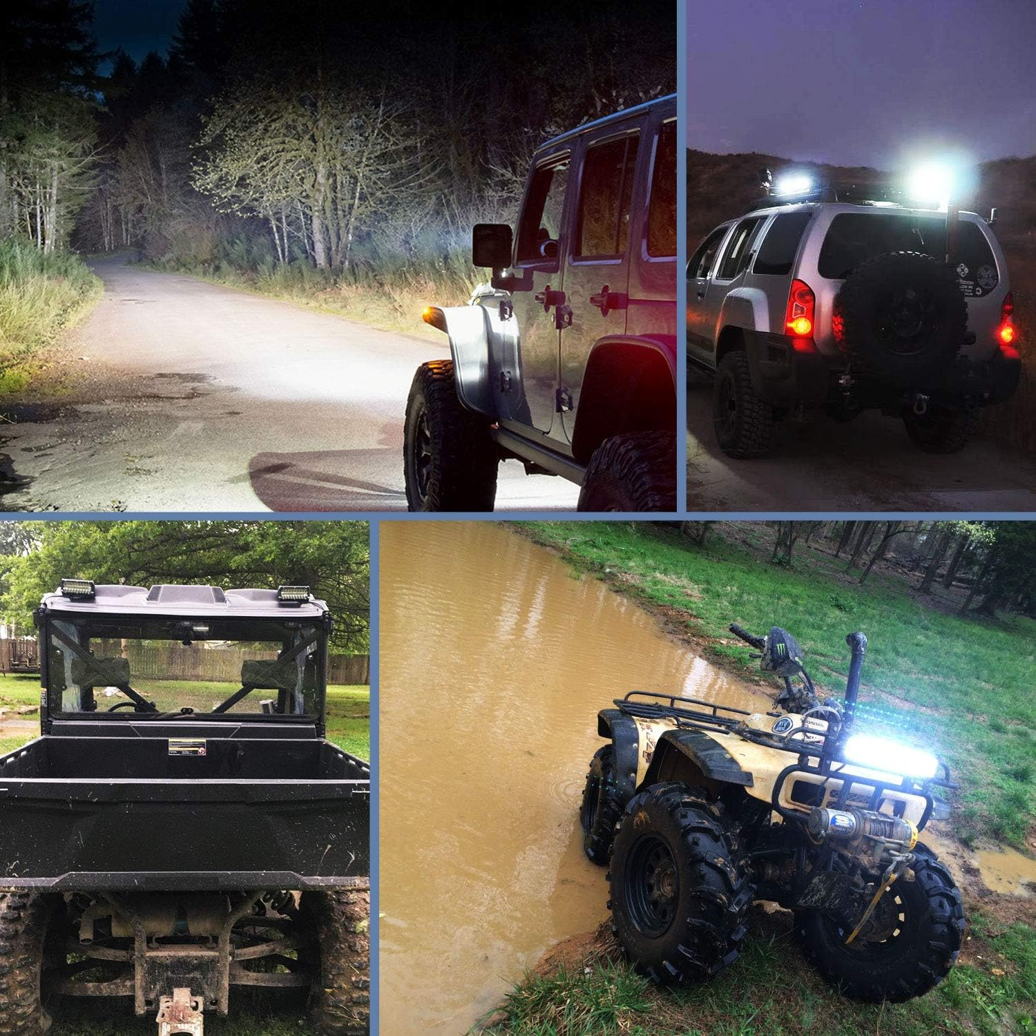Nilight LED Pods 4PCS 6.5 Inch 120W Light Bar Triple Rows Spot Flood Combo Dr... - Picture 7 of 17