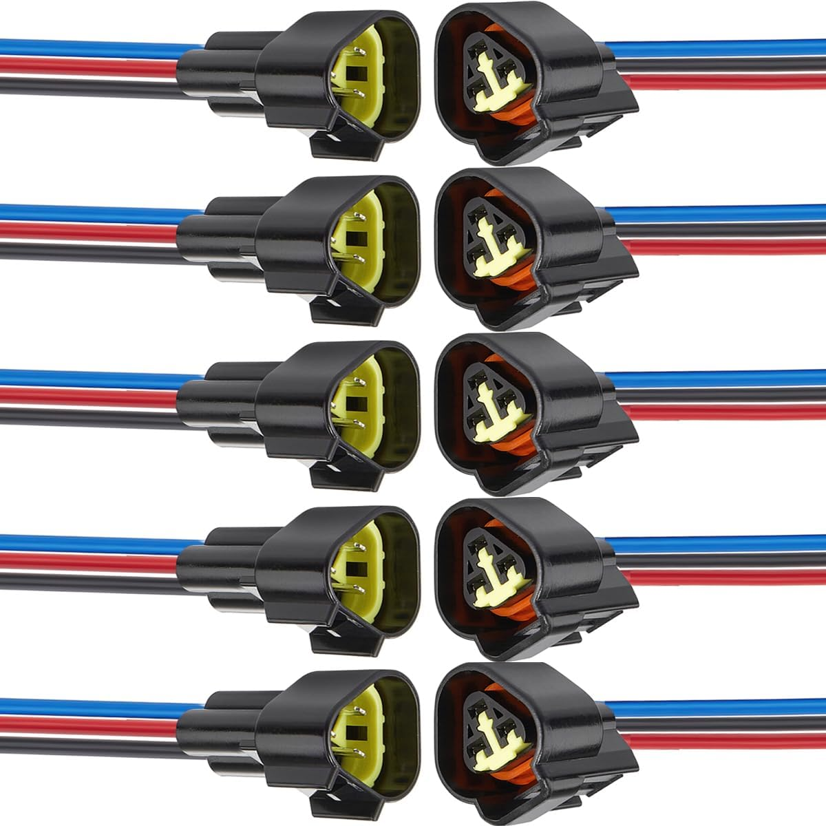 3 Pin Waterproof Electrical Connector, 16 AWG Wire Male and Female Electrical Connectors for Car, Boat, Truck, and Other Wire Connections(5Pack) Black