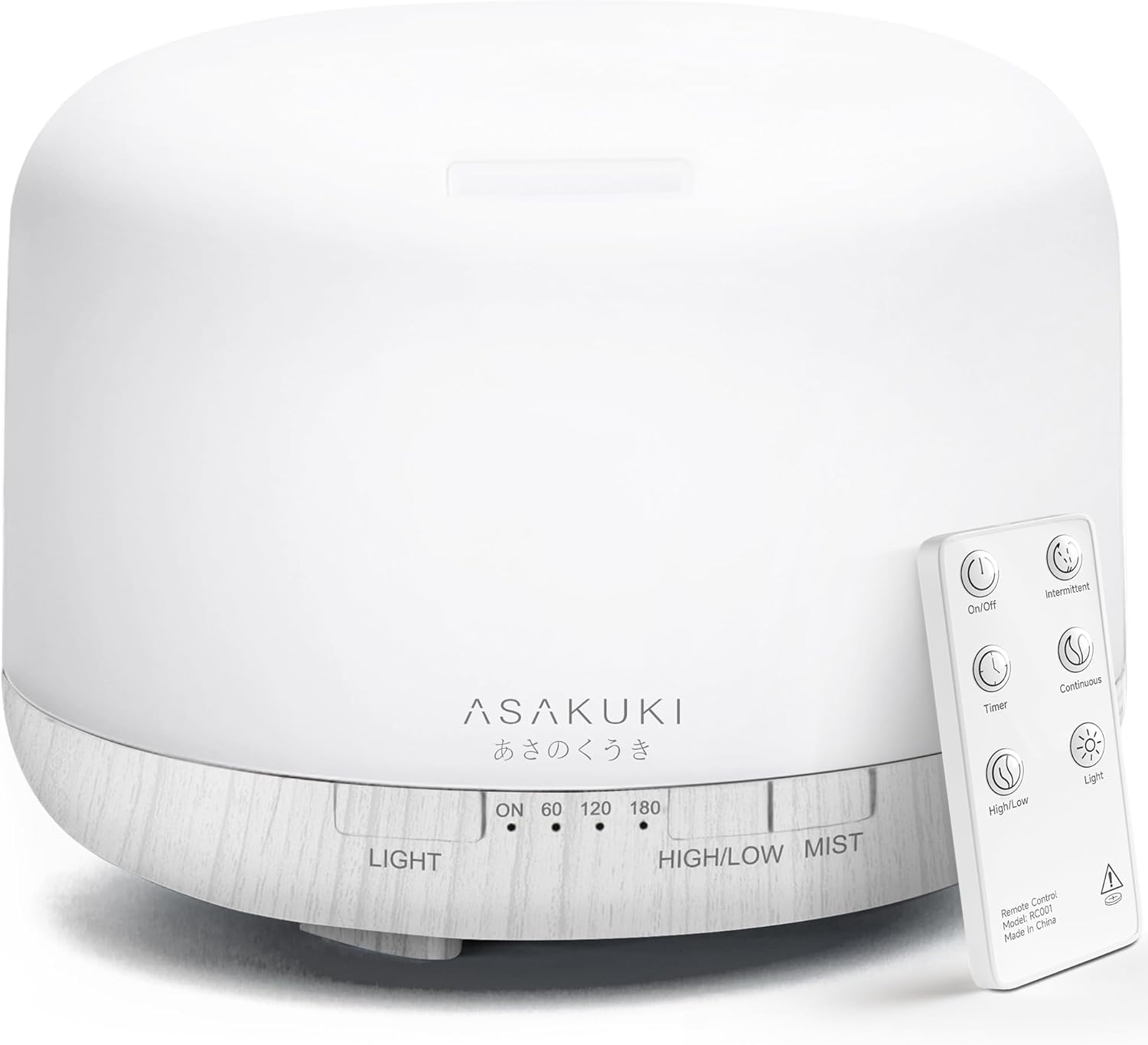 ASAKUKI 500Ml Premium Essential Oil Diffuser with Remote Control, 5 in 1 Ultrasonic Aromatherapy Fragrant Oil Humidifier Vaporizer, Timer and Auto-Off Switch (White)