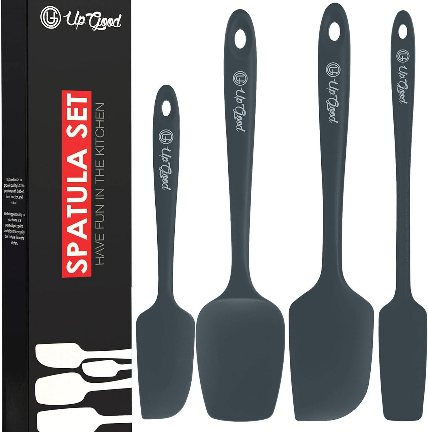 Silicone Spatula Set 600°F - High Heat Resistant Nonstick, Small and Large Kitchen Spatulas - Flexible BPA Free Professional Grade Cookware - Utensils for Cooking, Baking, Mixing(4 Pcs, Grey)