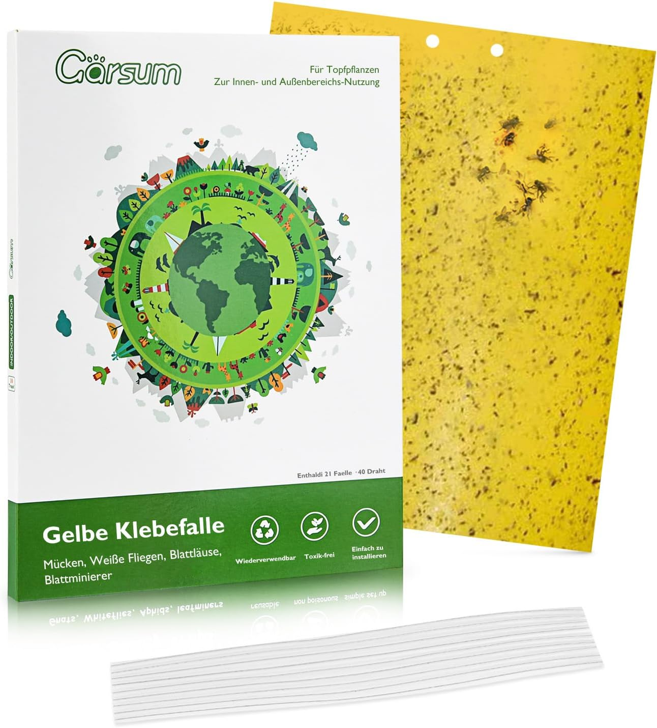 20 Pack Gnat Sticky Traps for Indoor and Outdoor, Fruit Fly Paper Sheets Yellow Insect Killer for Flying,Whitefly, Aphids, Leafminers- 6X8 In, Twist Ties Included