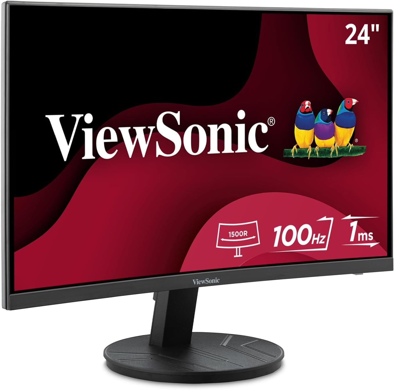 VA2416C 24 Inch 1080P Curved Monitor, Frameless Design with Variable Refresh Rate for Home Entertainment, HDMI, and Displayport Inputs