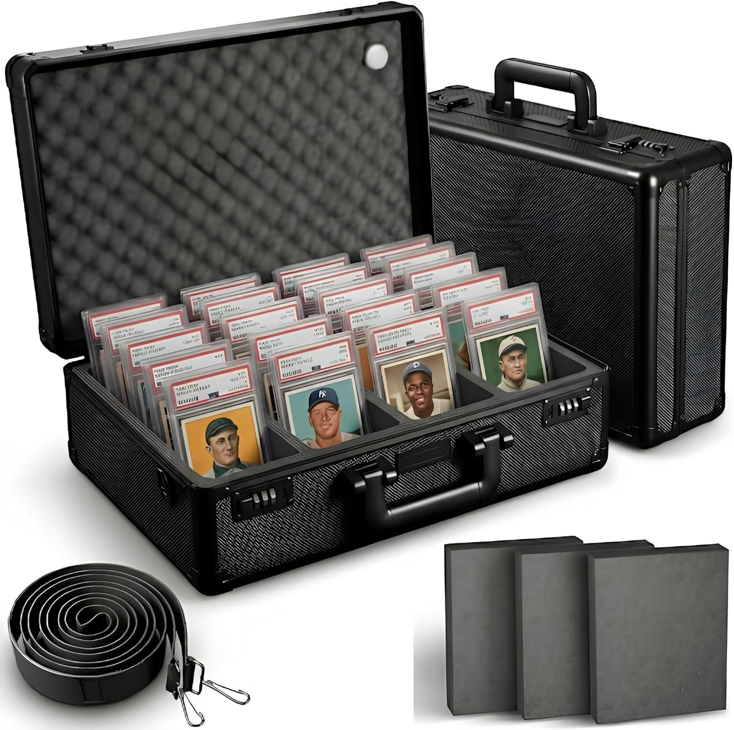 Graded Card Storage Box - Lockable Slab Case for Graded Cards, Baseball Card Storage Box Holds 160 Slabs or 640 Toploaders, Fits PSA BGS SGC, Sports Card Organizer, Fits Popular Trading Cards