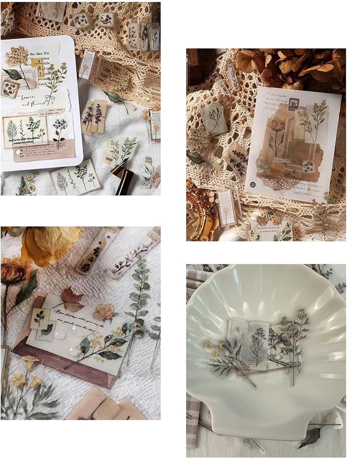 ZMLSED Vintage Natural Scrapbook Stickers, 40Pcs Autumn Flowers Bottle Decora... - Picture 8 of 20
