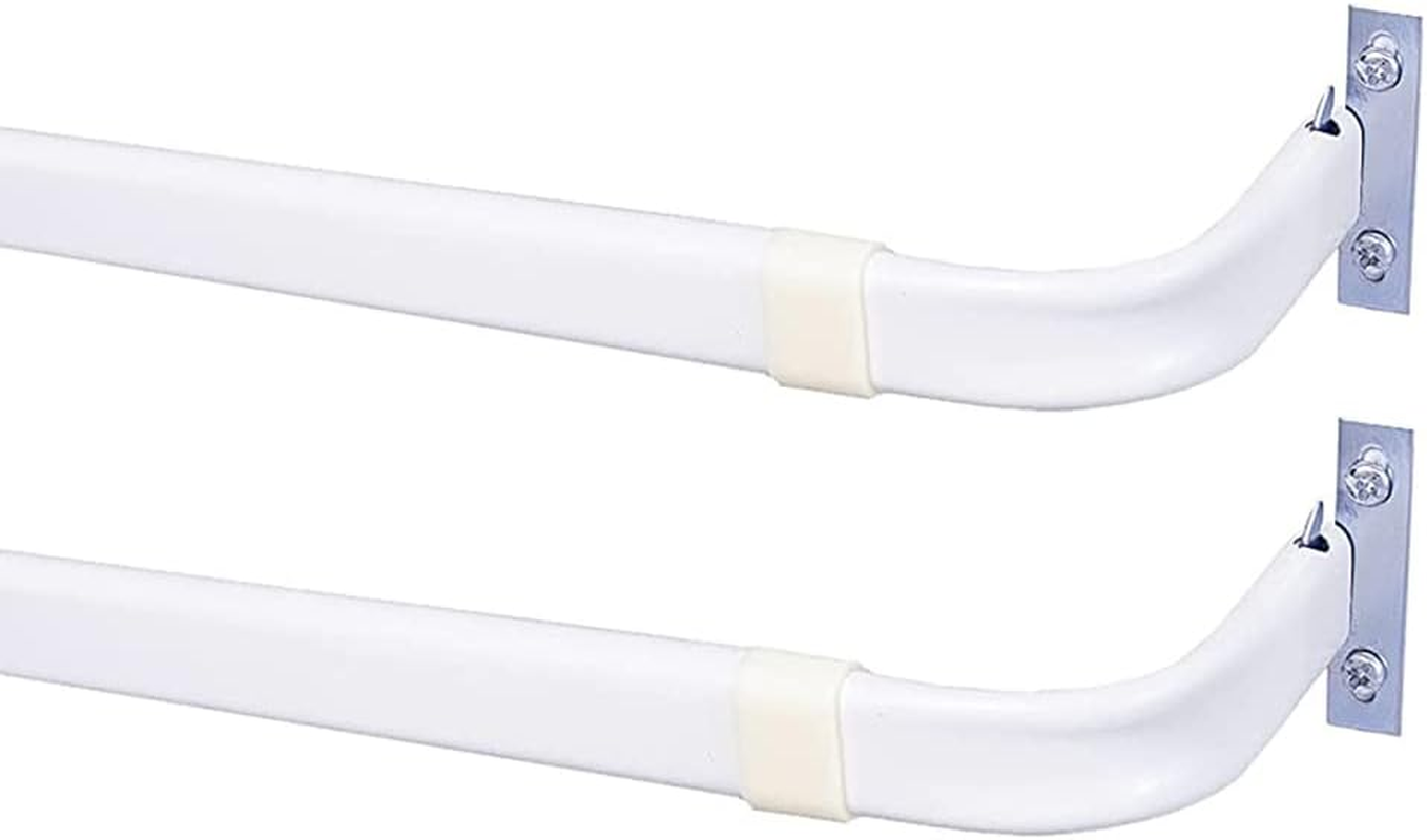 Heavy Duty Single Rod,Lock Seam Curtain Rod 28 to 48-Inch Adjustable Width, 2 1/2-Inch Projection，Hardware Included,White(Pack of 2)