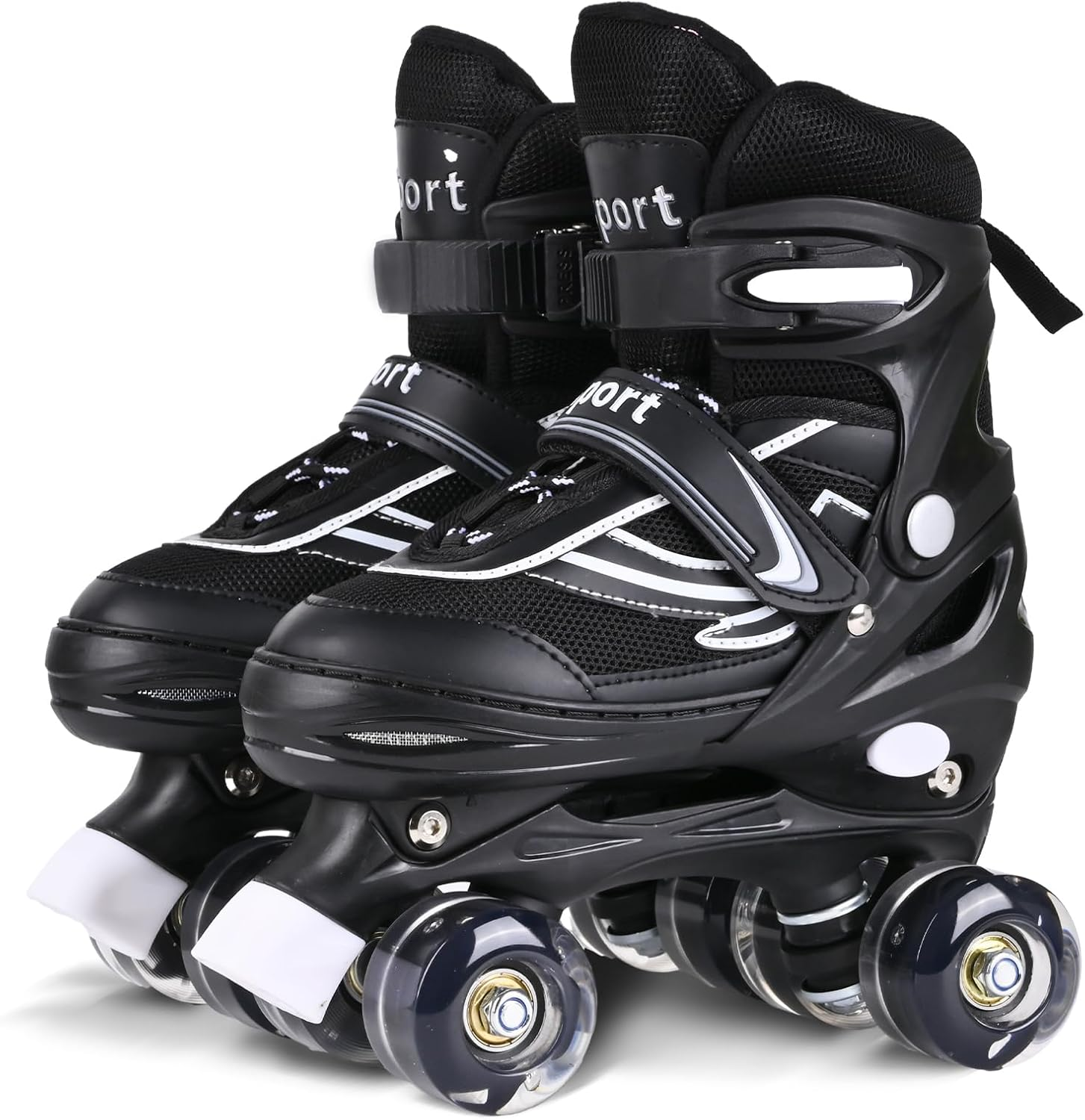 Roller Skates for Little Kids, 4 Size Adjustable Roller Skates with All Wheels Light Up, Fun Illuminating Rollers Skates for Boys Beginners,3 Colors to Choose