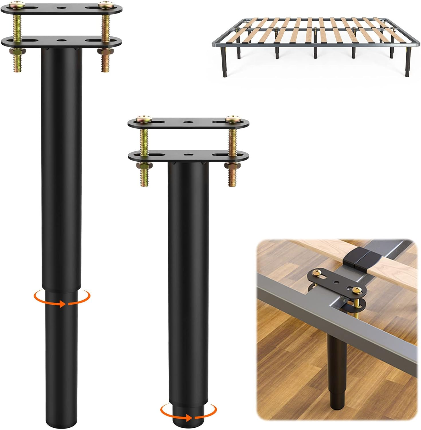 (2PCS) 10~17 Inch Adjustable Height Center Support Leg for Bed Frame, Steel Bed