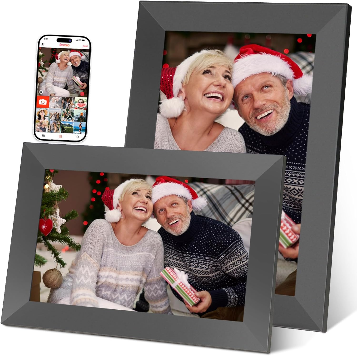 FRAMEO 32GB 10.1 Inch Smart Wifi Digital Photo Frame- 1280X800 IPS HD Display,Touch Screen, 32GB Built-In Storage, Auto-Rotate,Digital Picture Frames Load from Phone (Black)