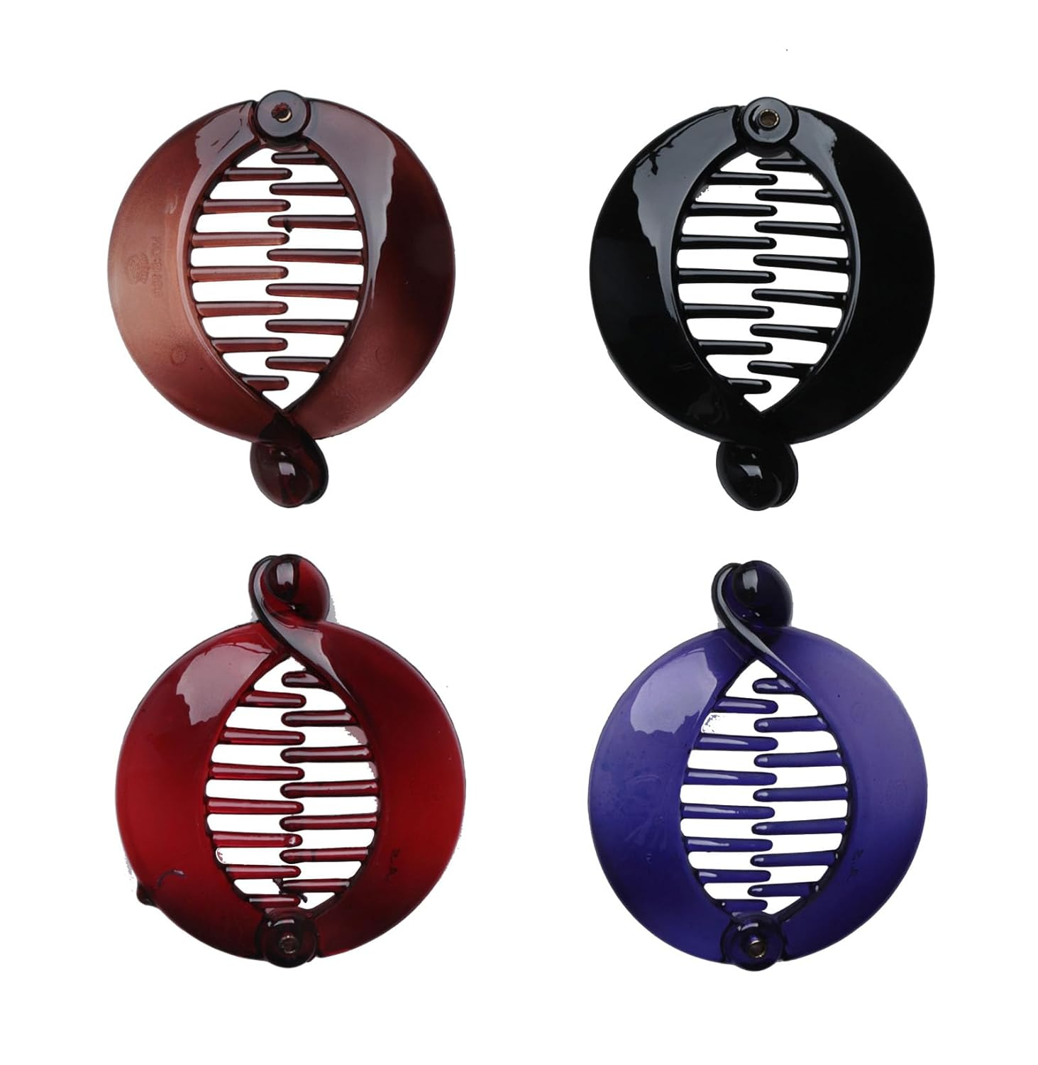 4 Pcs Banana Hair Clips French round Plastic Non Slip Fishtail Small Cute Interlocking Flat Shark Hair Clincher Ponytail Holder for Women Thick Thin Fine Hair (Solid)