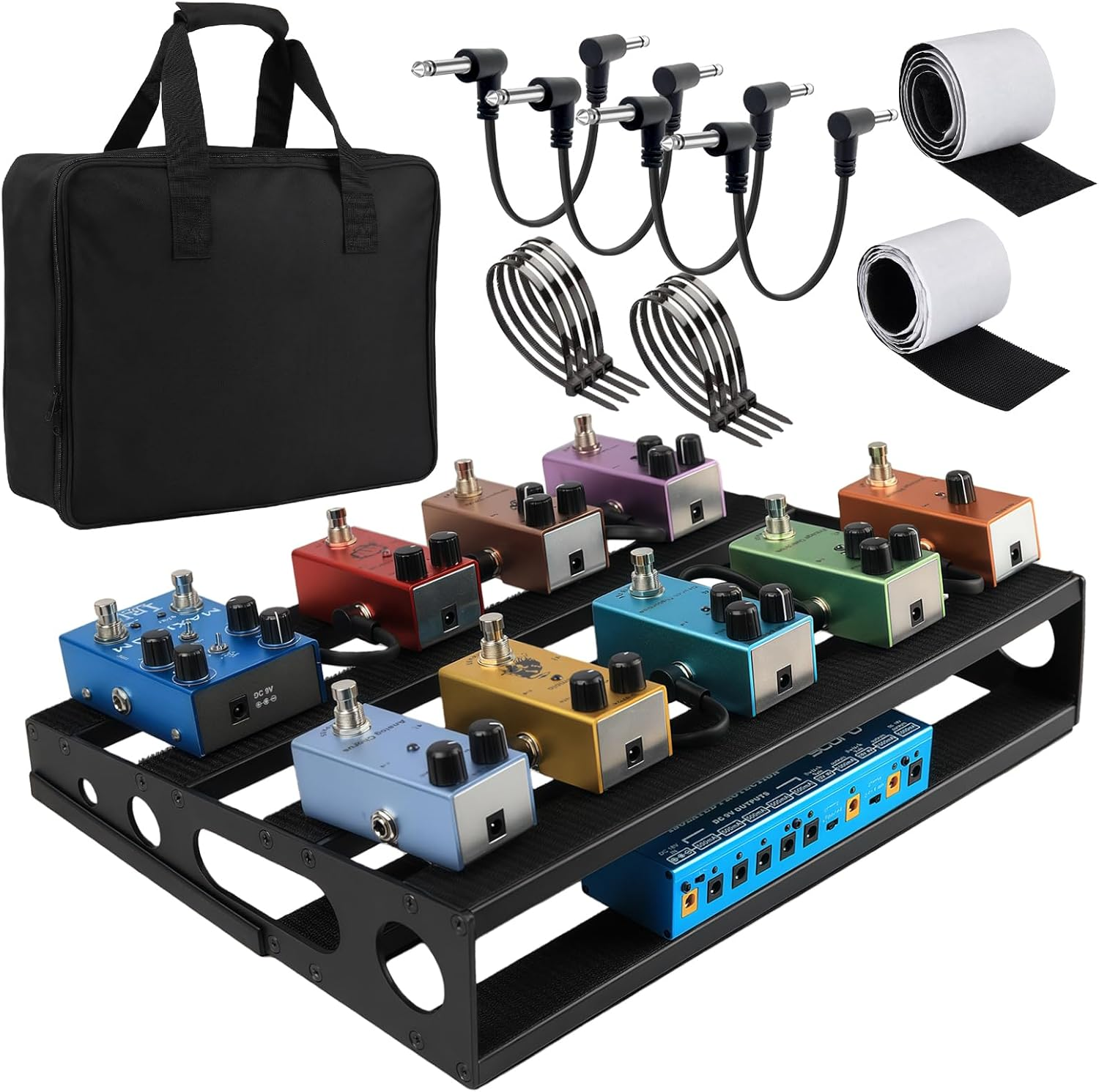 Guitar Pedal Board with Power Supply Tray, 15.7X12.2X3.1