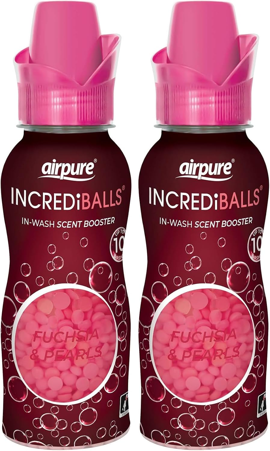 INCREDiBALLS in-Wash Scent Booster by Airpure, Enough for 10 Washes, Add to Laundry for Long-Lasting Fresh Scent to Household Fabrics, Keep Home & Office Smelling Clean - Fuchsia & Pearls Fragrance