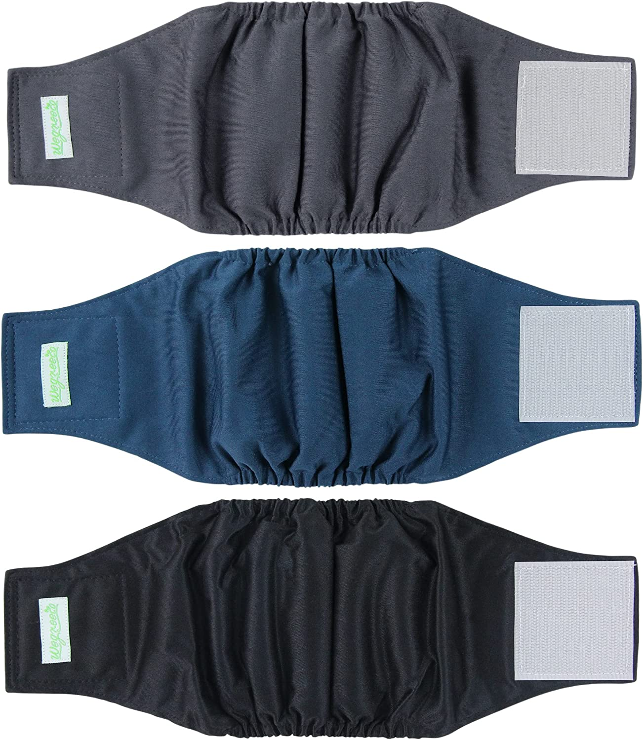 Washable Male Dog Belly Band - Pack of 3 - Washable Male Dog Belly Wrap, Small Doggie Dog Diapers Male for Doggy Puppy (Black, Charcoal, Navy, Small)