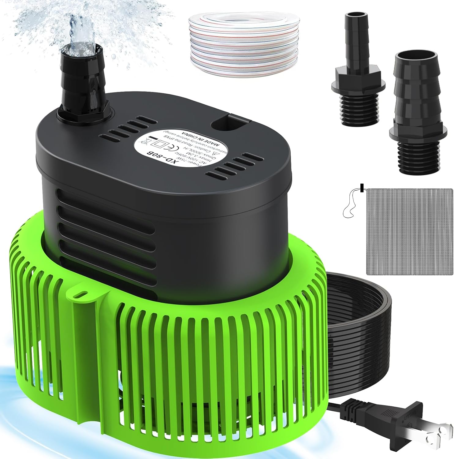 bomba cubierta piscina sumergible con manguera 25ft cable largo 850gph 3 adapt