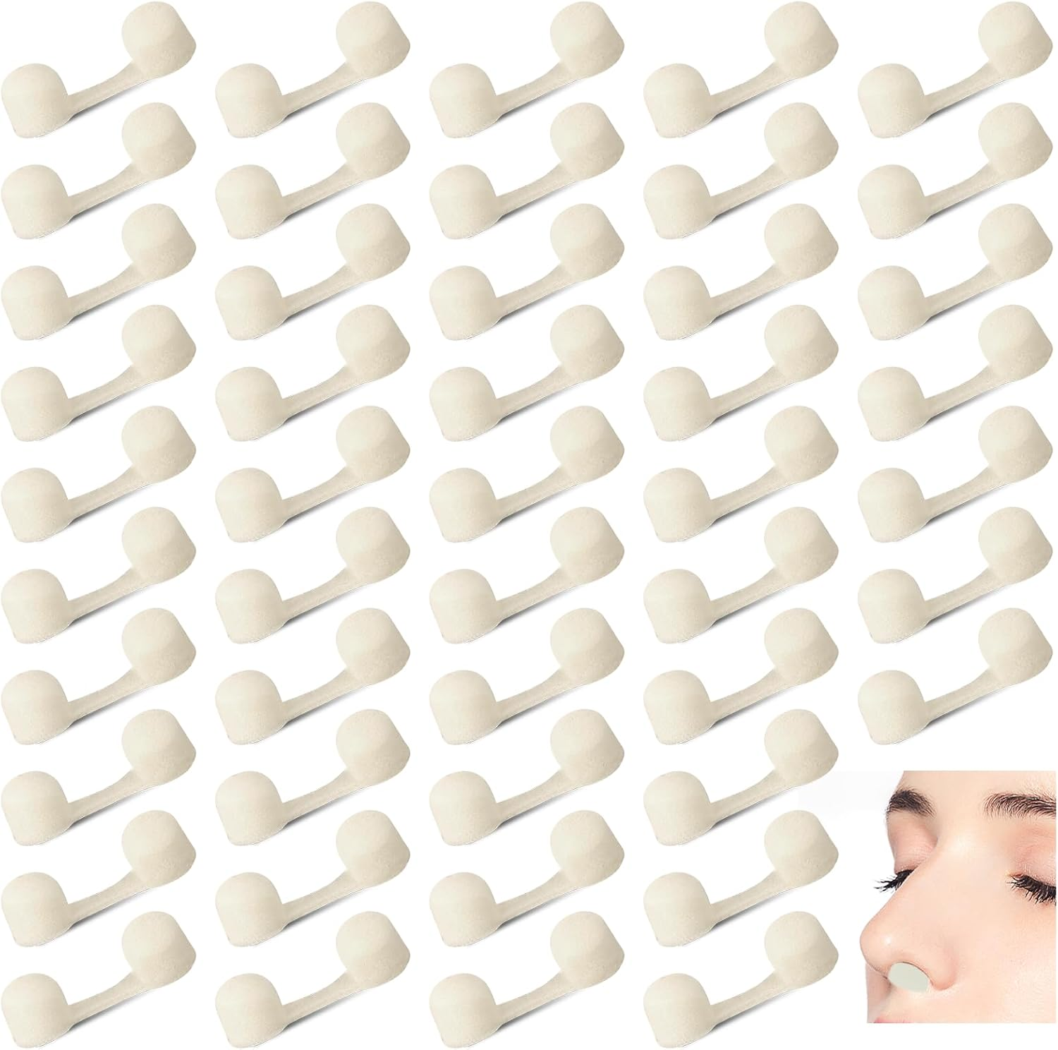 Filtros Esponja Para Nariz Desechables Para Bronceado Y Polvo Blanco Pack De 100