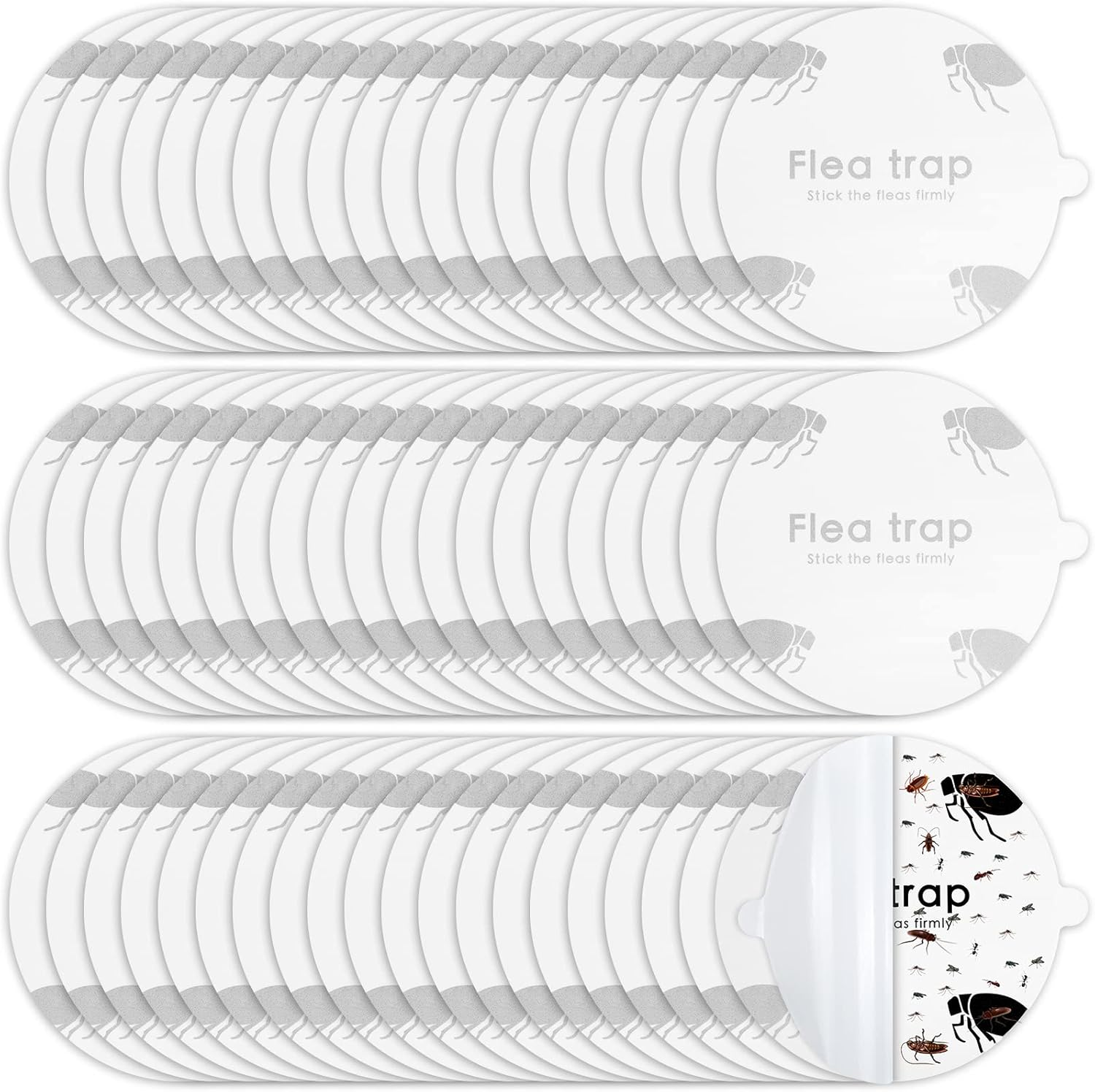 Flea Trap Refill Discs Sticky Fly Trap Refill Glue Board Refills Double Layer Adhesive Nontoxic Odorless Pest Control Replacement Sticky Glue Pads 7.1 Inch for Bugs Flies(60 Pcs)