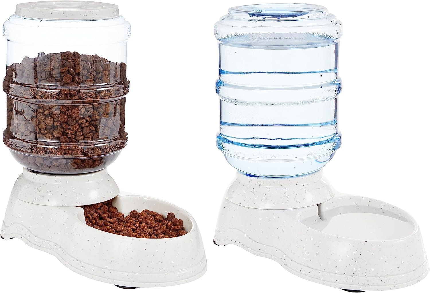 Automatic Pet Water Dispenser and Gravity Food Feeder Set for Cat and Dog, Easy to Clean, 6-Pound Food Capacity, 1-Gallon, Small, Gray, Pack of 2