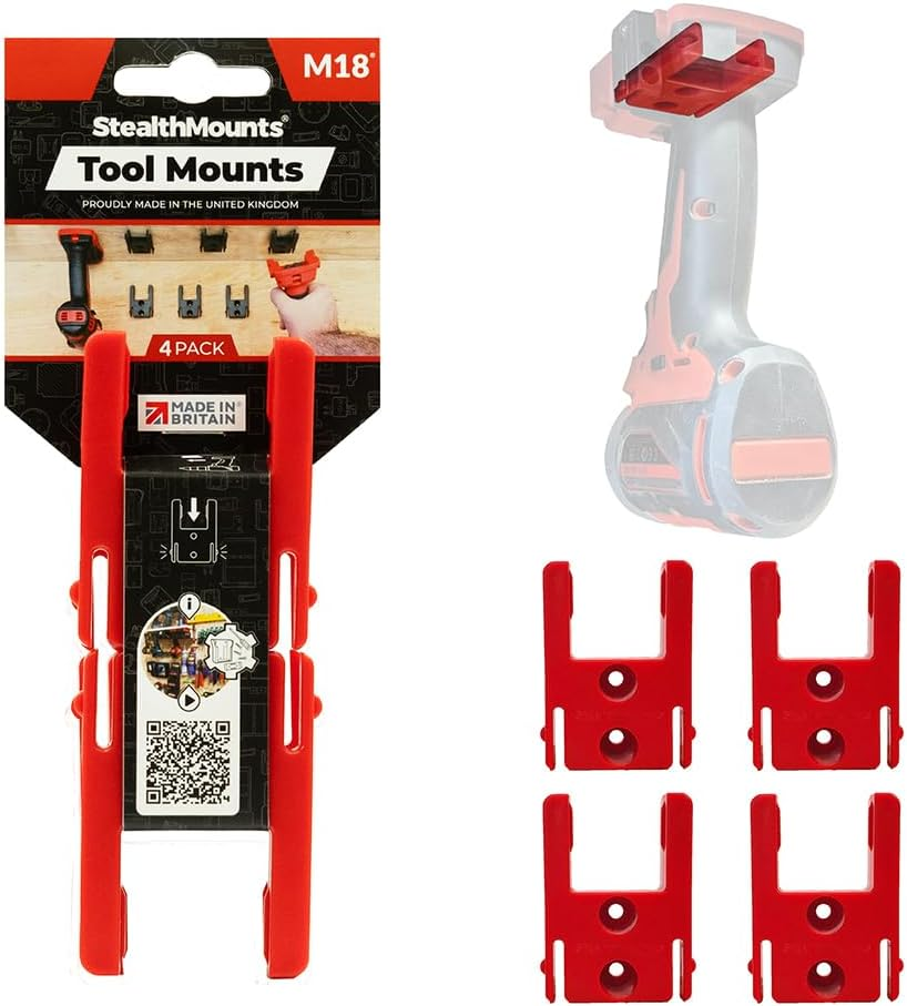 Organiseurs D'Outils Pour Milwaukee M18 | Support De Rangement Sans Fil Pour Outils Milwaukee 18V | Lot De 4 | Organisateurs D'Outils Rouges Pour Milwaukee