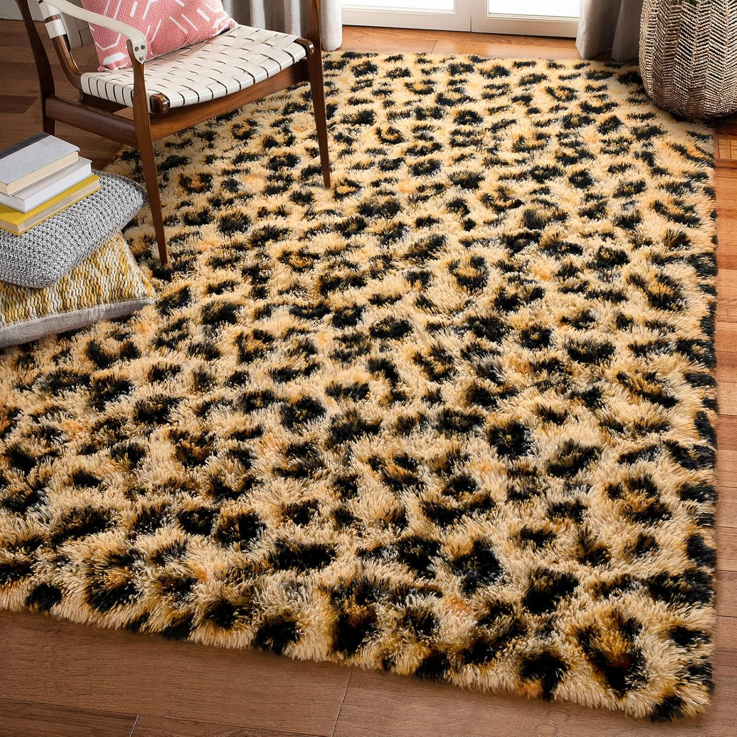 Fluffy Leopard Rug, Premium Cheetah Print Rugs, Soft Comfy Faux