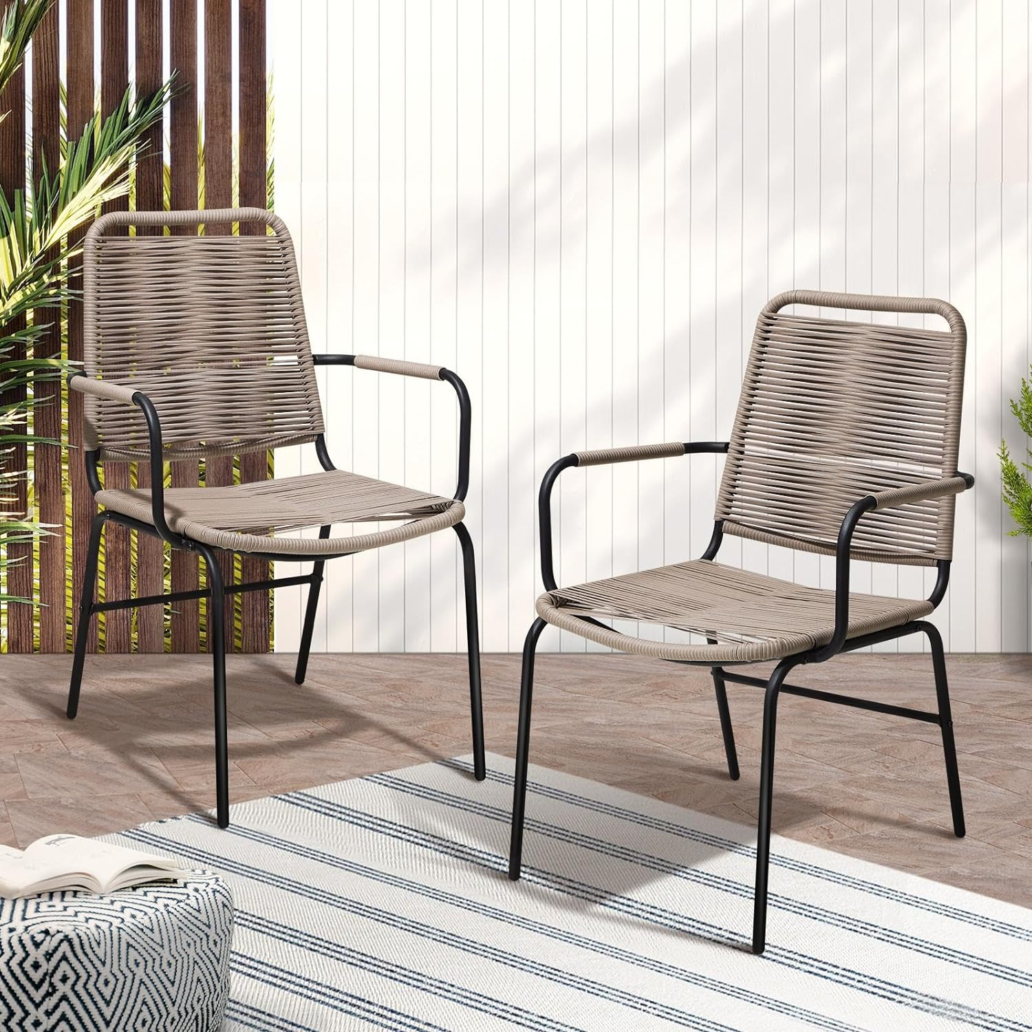 Livsip 2X Outdoor Chair Outdoor Furniture Garden Patio Rattan Seat Set Grey