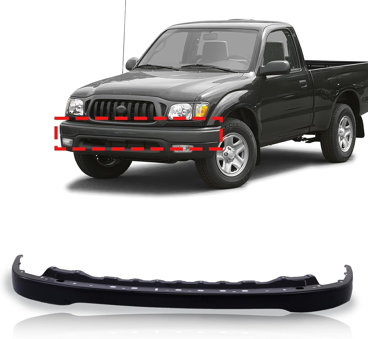 Front Bumper Face Bar Black Bumper Cover Comaptible with 2001-2004 Toyota Tacoma Pickup Truck TO1002176 52101AD900