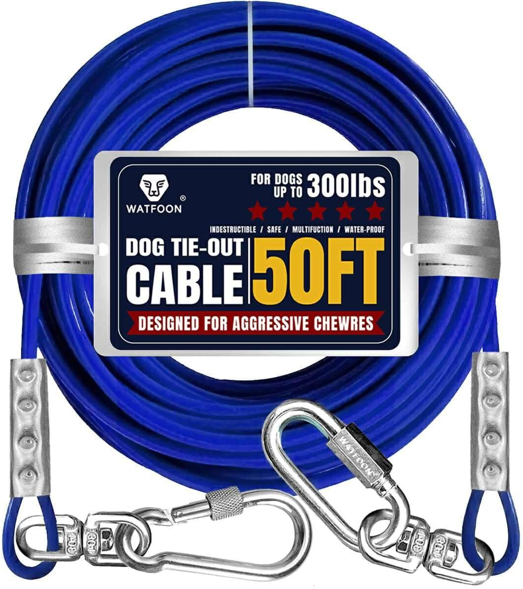 Petbobi Heavy Duty Dog Tie Out Cable - 10FT 300lb Strength For Large Dogs