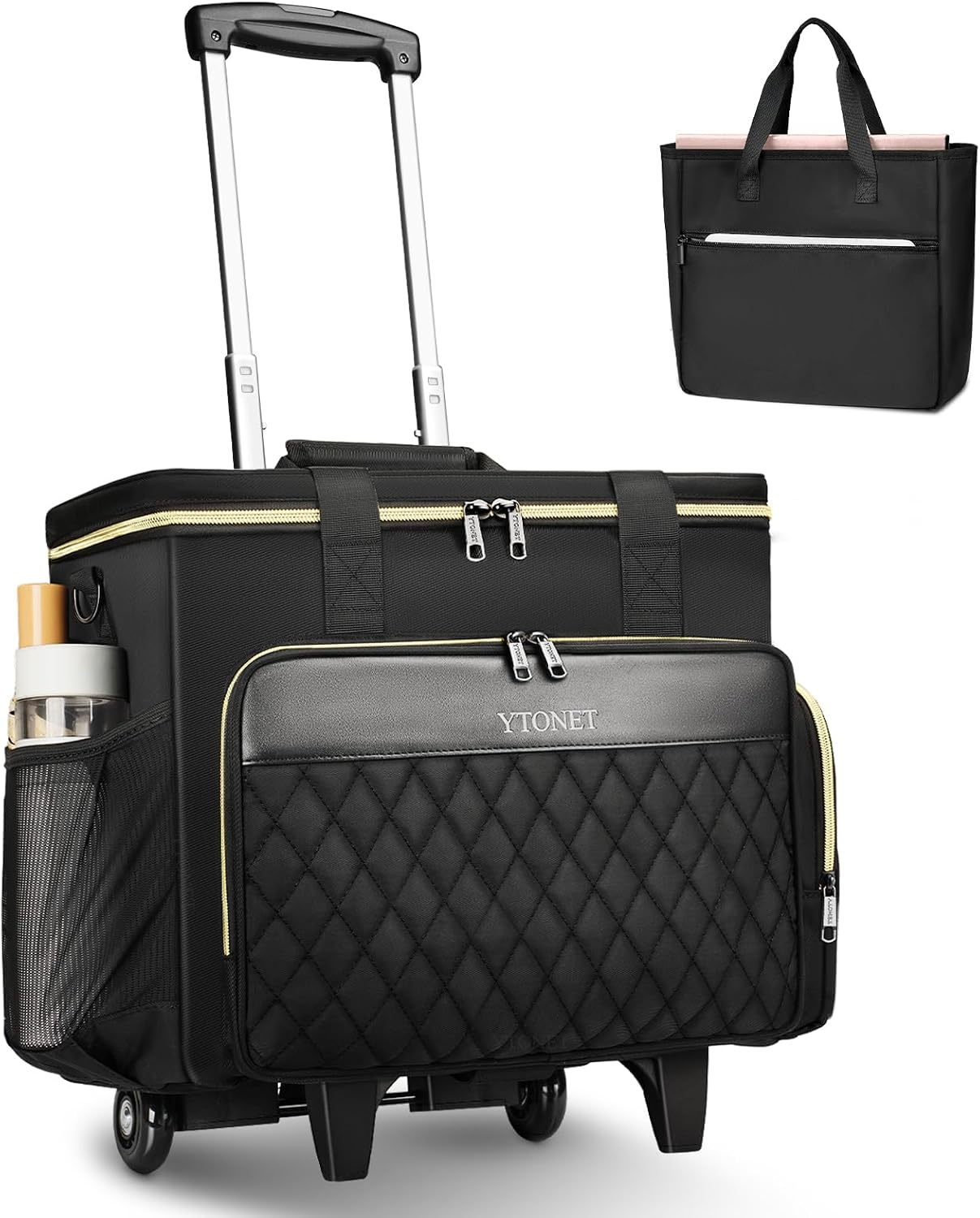 Rolling Teacher Bag, 15.6 in Rolling Laptop Bag with Teacher Tote | Detachable Dolly, Large Rolling Briefcase for Women, Rolling Cart for Teacher, Work, Travel, Office, Craft, Roller Bag