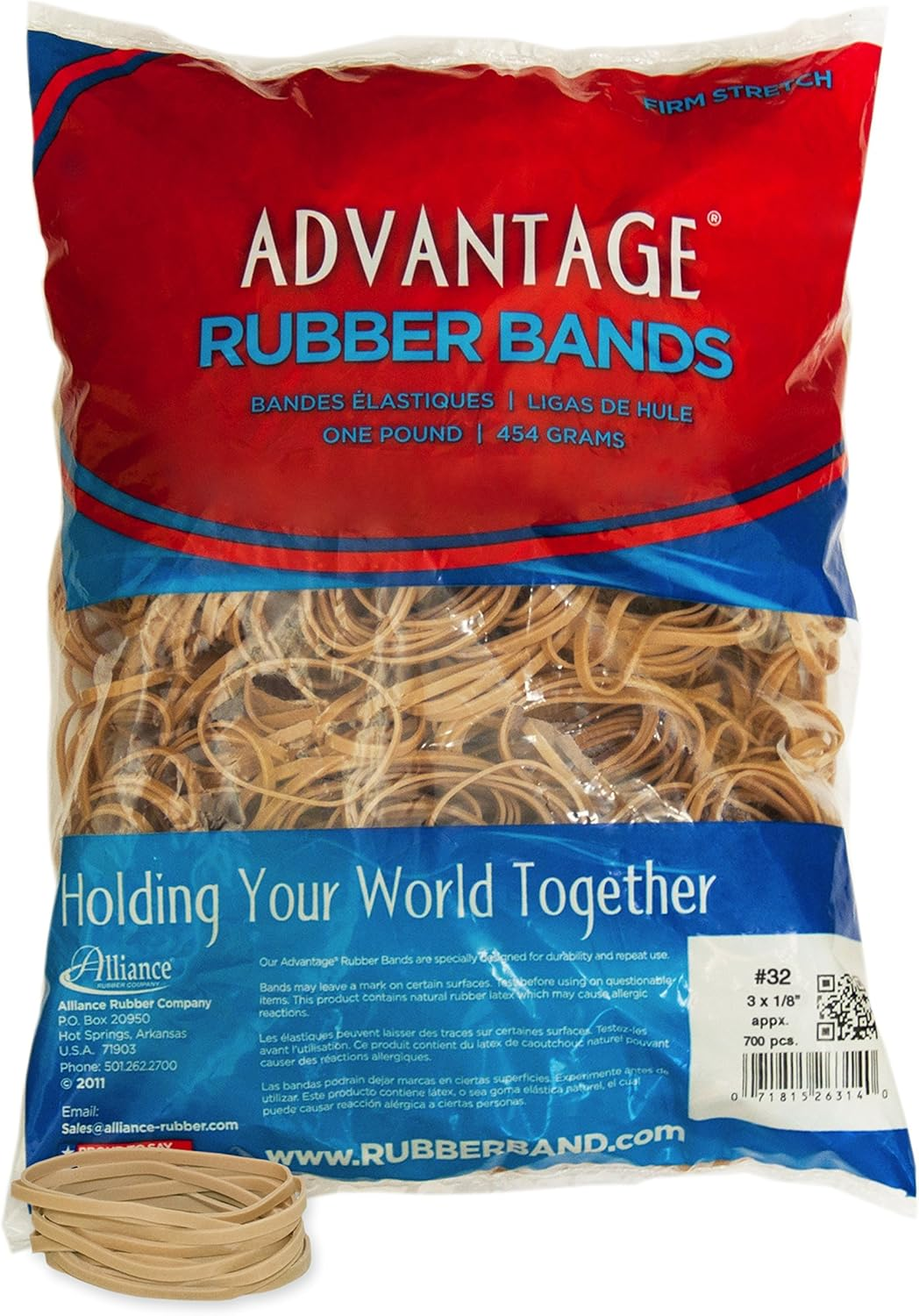 Rubber 26324 Advantage Rubber Bands Size #32, 1 lb Bag Contains Approx. 700 Bands (3