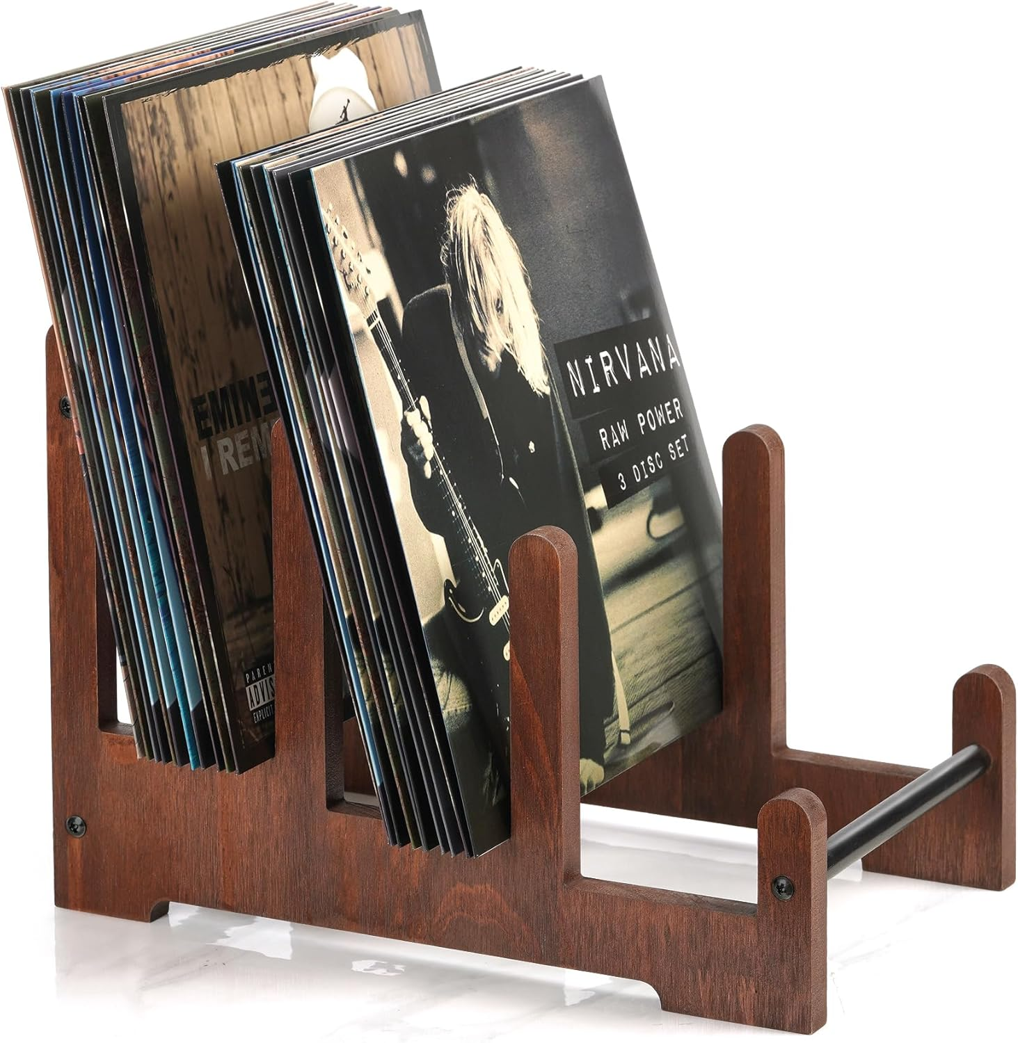 Records Holder 3 Tier Vinyl Record Storage Stand 60 LP Wooden Album Organizer