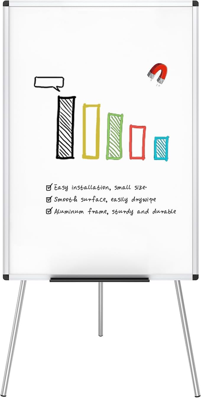 Magnetic Portable Easel Dry Erase Board, Flipchart Easel Stand Tripod Whiteboard, 24