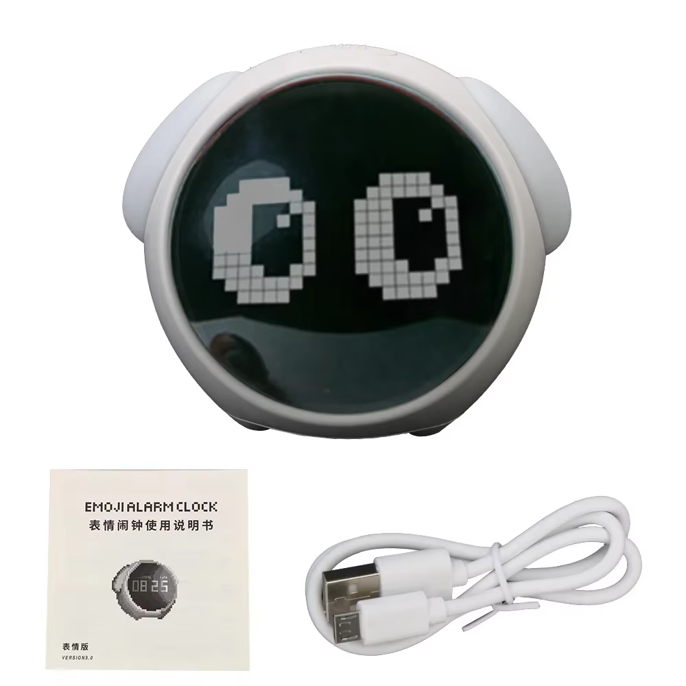 Night Light Cute Expression Alarm Clock Child Alarm Clock Voice Controlled Light Multifunctional for Home Thermometer