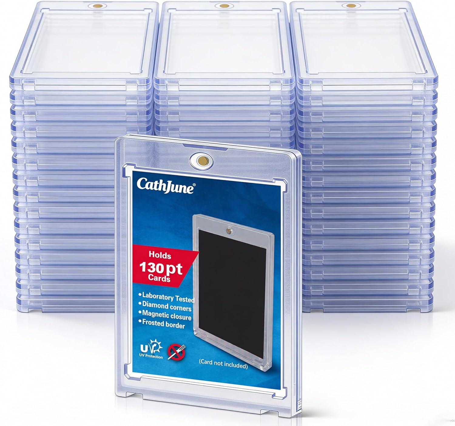 50 Pcs 130 Pt Acrylic Magnetic Card Holders, One Touch Card Holder, Clear Card Protectors, Hard Plastic Magnetic Card Case for Sports Baseball Trading Card Storage and Display