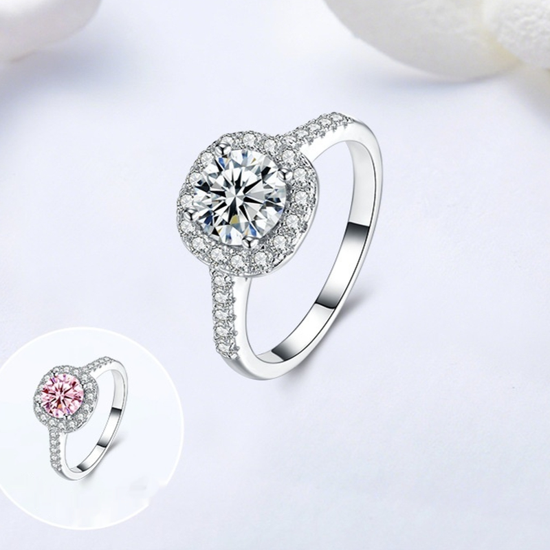 925純銀1克拉莫桑石立方體糖戒指