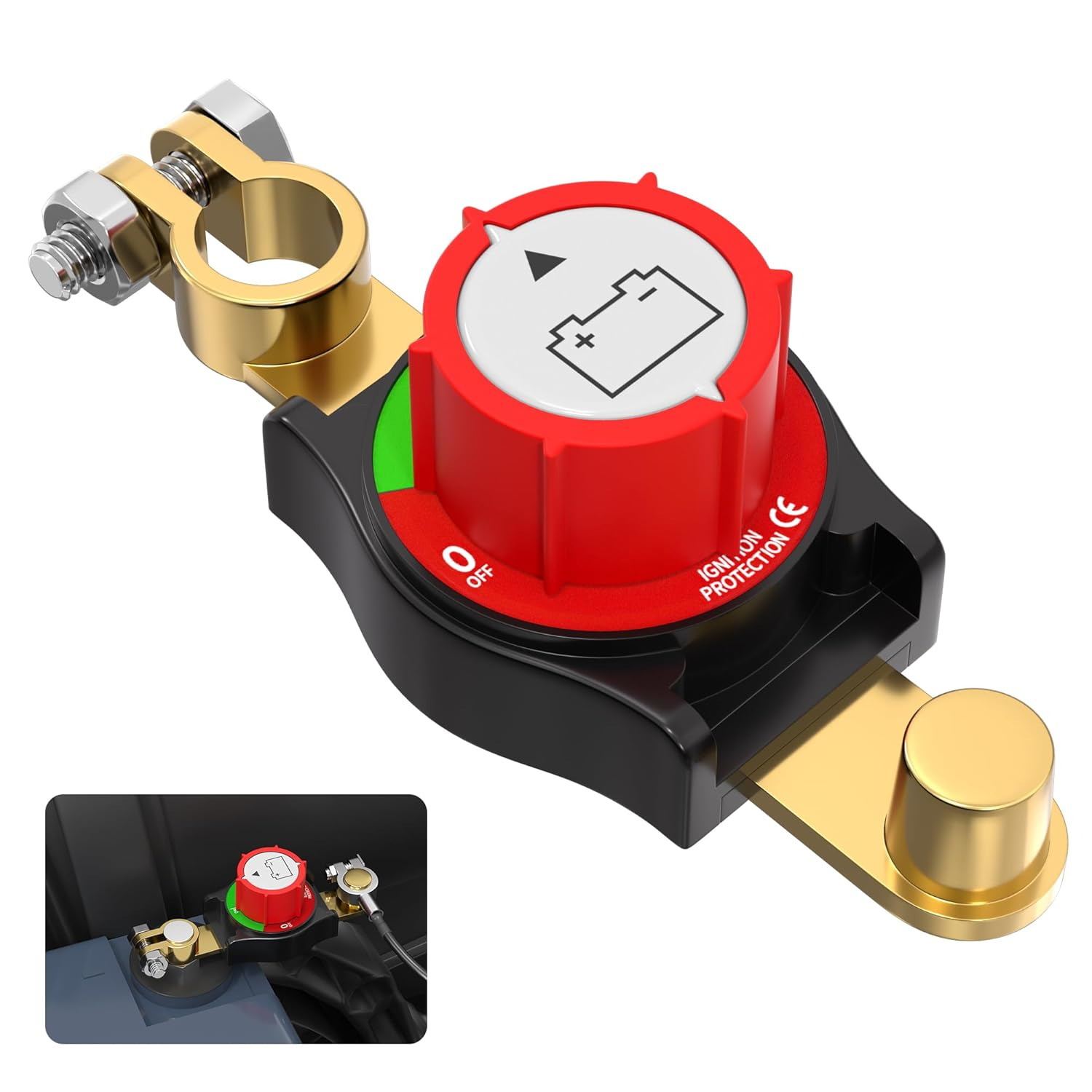 Joinfworld Top Post Battery Disconnect Switch 12V-48V Battery Kill Switch Negative On/Off Battery Switch for Cars, Vehicles, Rvs and Boats