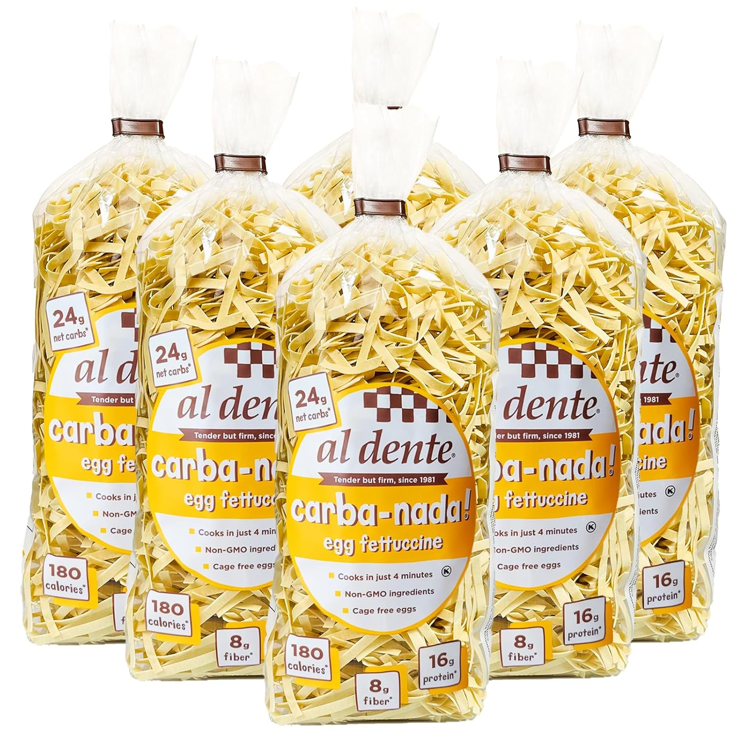 Al Dente Carba-Nada Egg Fettuccine, 10-Ounce Bags (Pack of 6)