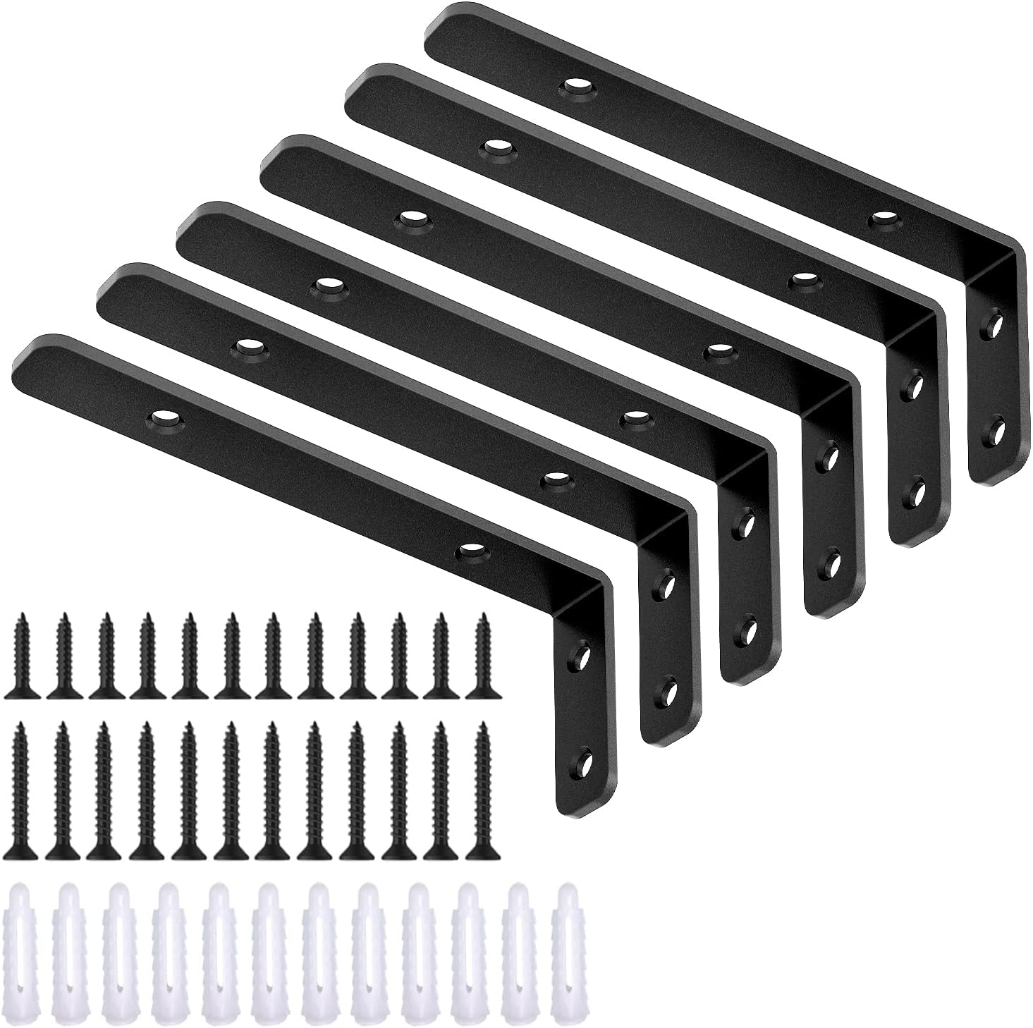 Soporte en L de 6 Piezas Soporte de Estante de 5x2 Pulgadas Escuadra para Madera