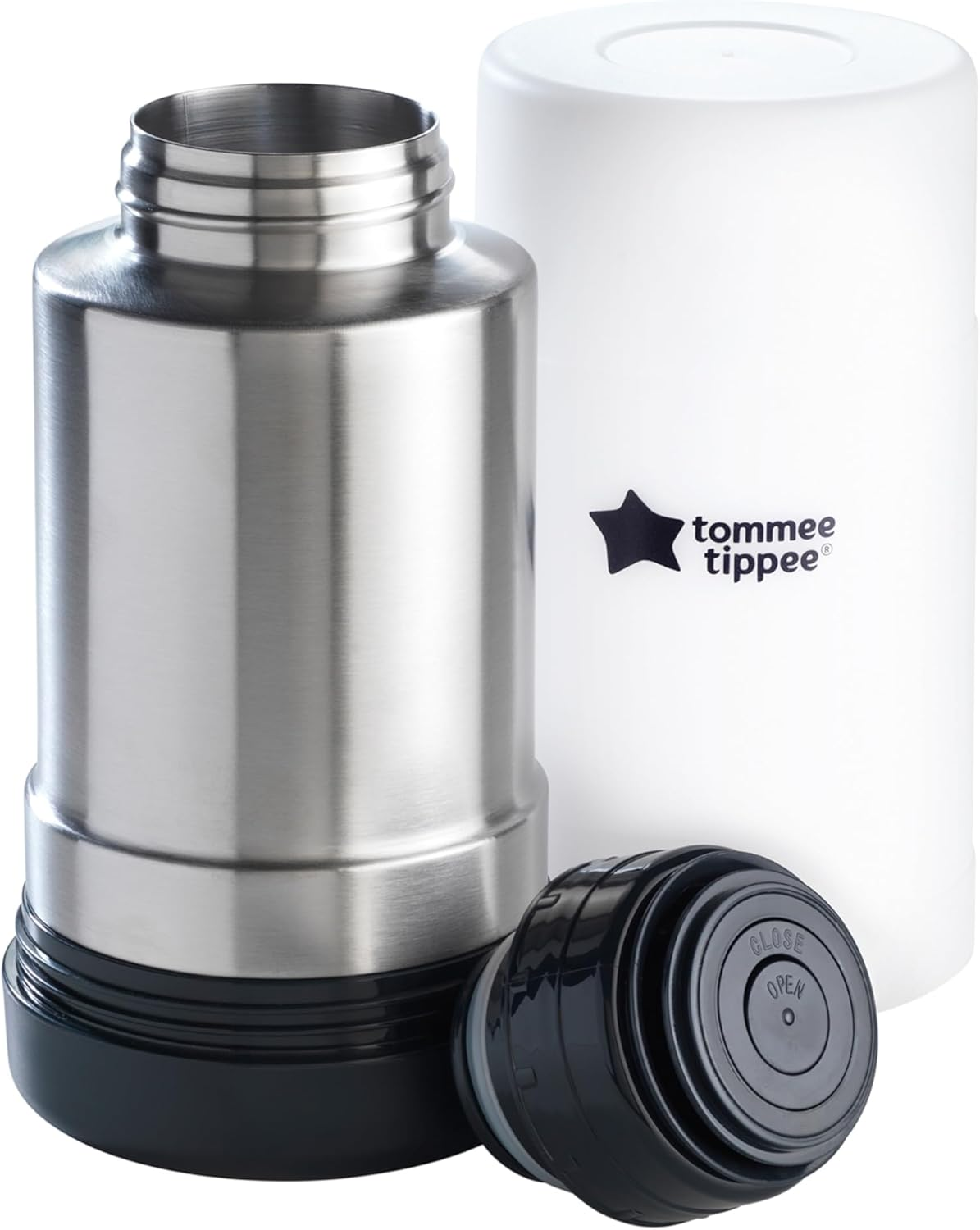 Portable Travel Baby Bottle and Food Warmer, Thermal Insulation, Stainless-Steel Flask with Leak-Proof Lid