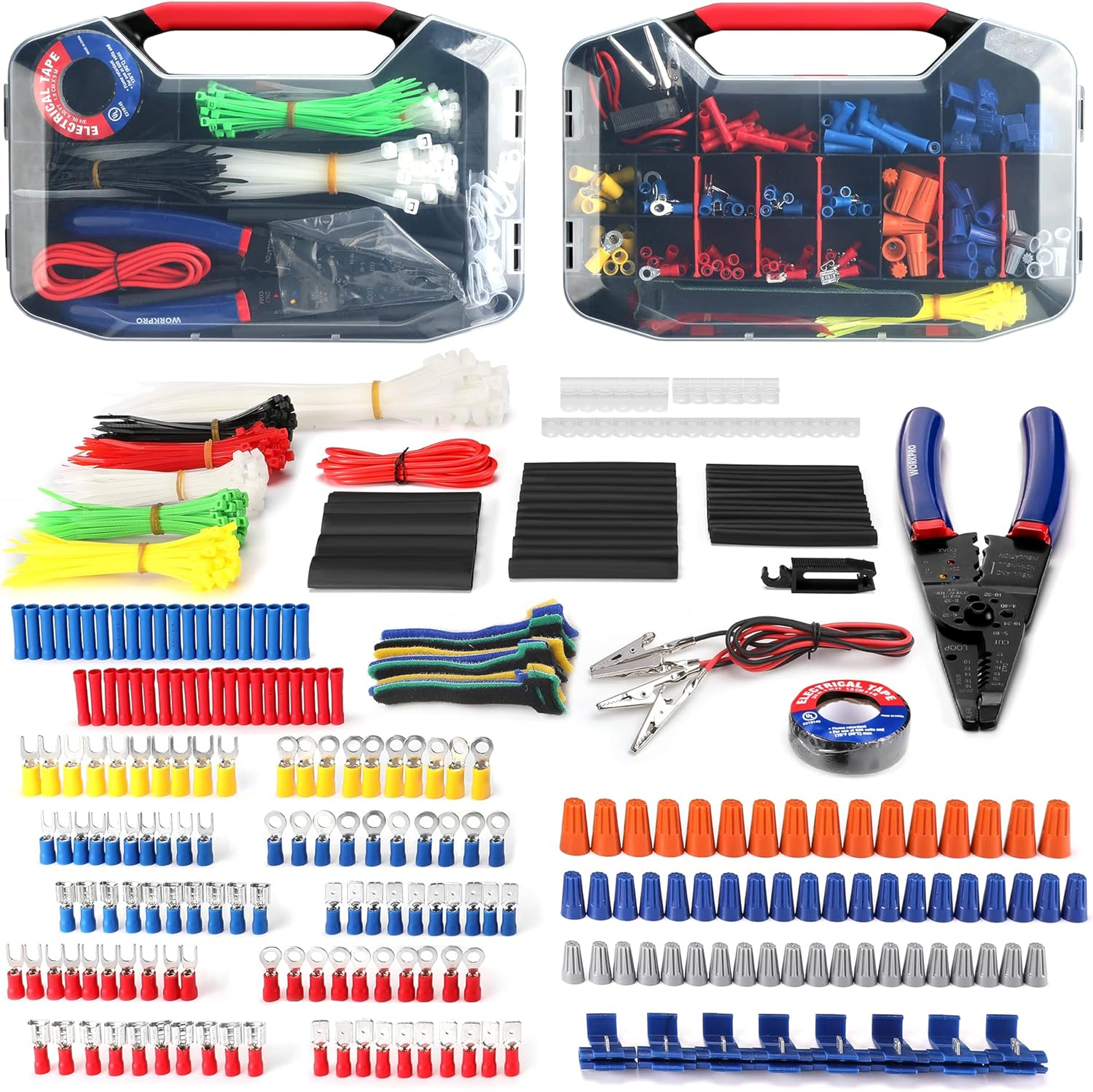 582-piece Electrical Connector Kit, Electrical Wire Connector Crimping Terminal Tool, Heat Shrink Tube, Electrical Repair Kit with Wire Cutter Stripper