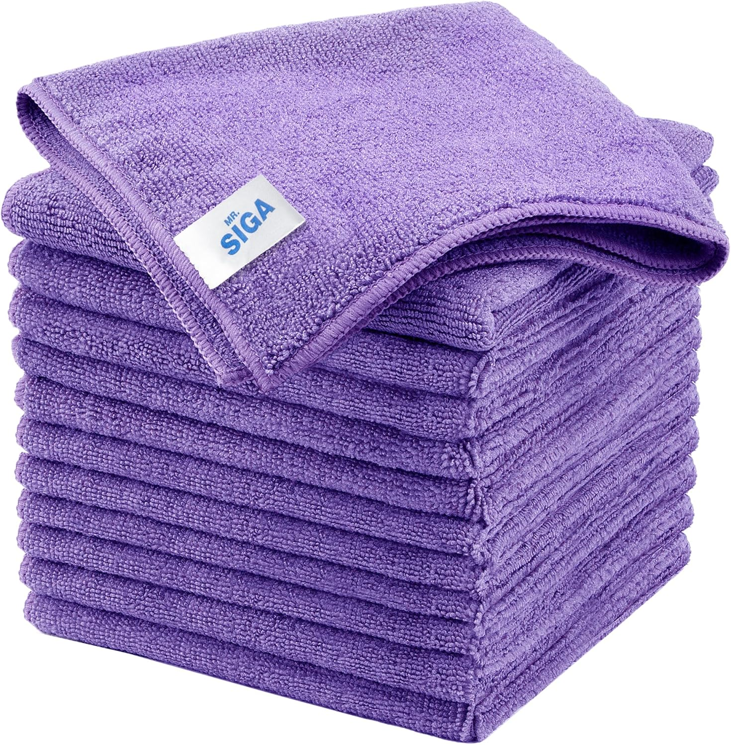 Microfiber Cleaning Cloths, All-Purpose Microfiber Towels, Streak Free Cleaning Rags, Pack of 12, Purple, Size 32 x 32 cm(12.6 x 12.6 inch)