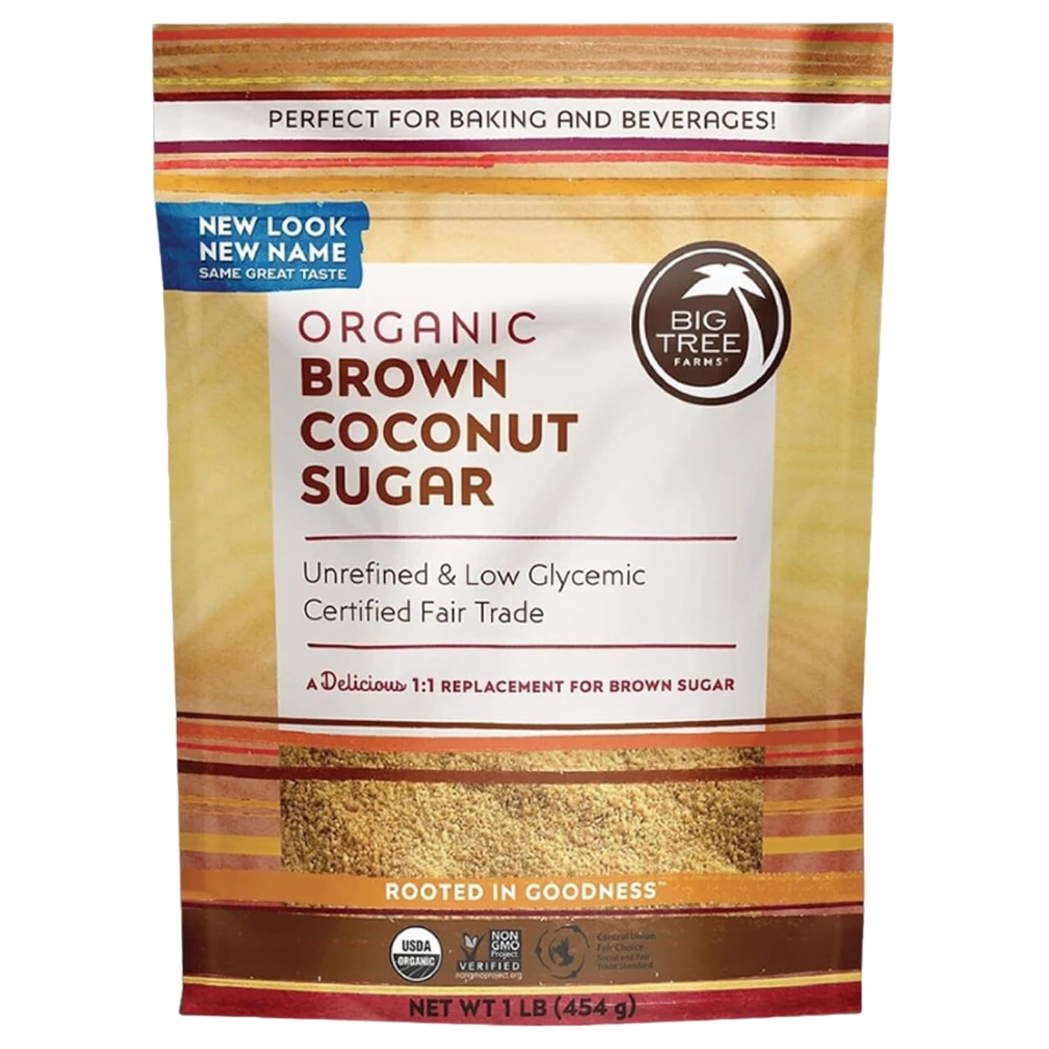 Organic Brown Coconut Sugar - Coconut Palm Sugar, Unrefined, Fine Crystals, Cane Sugar Replacement, Coconut Blossom Nectar, Vegan, Perfect for Baking - 1 Pound (Pack of 1)