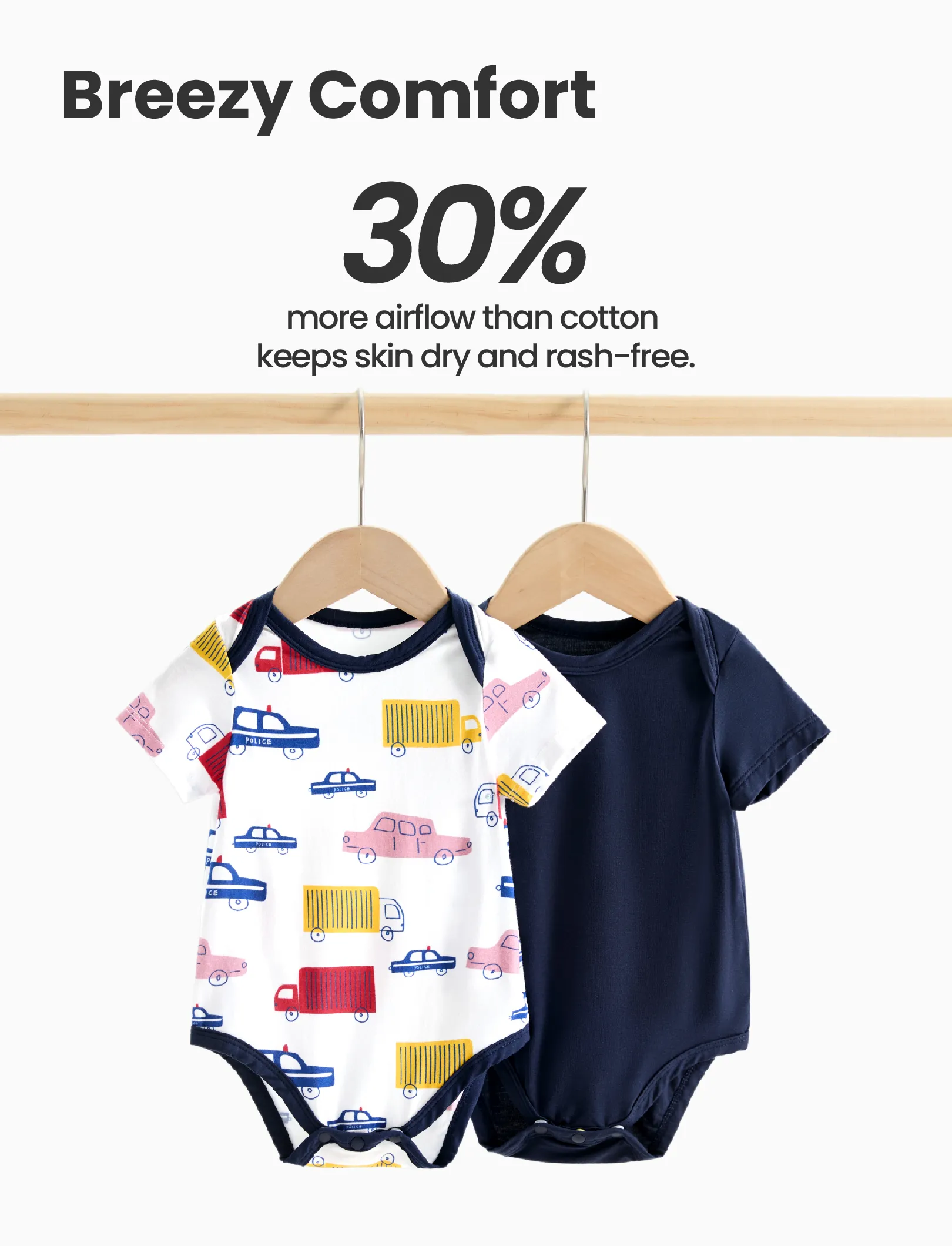 Bamboo Baby Boy/Girl 2-Pack Solid&Printed Rompers Set Deep Blue
