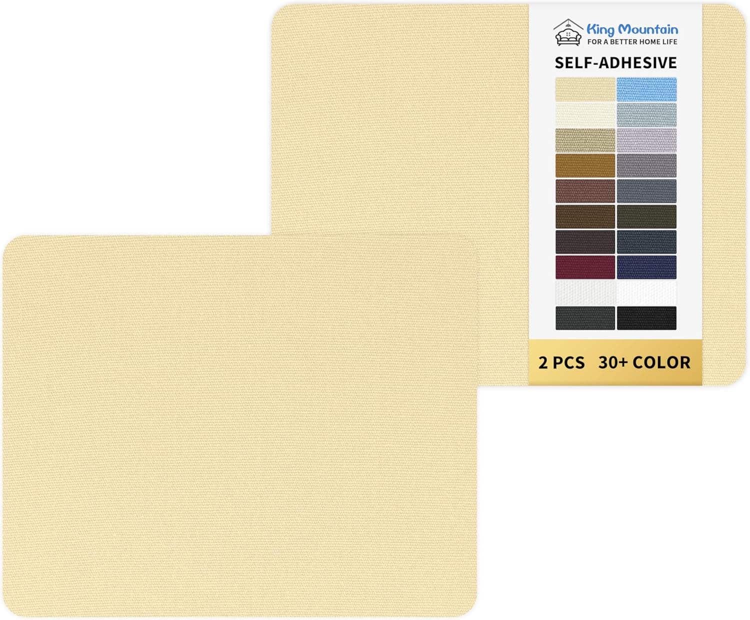 KING MOUNTAIN Canvas Repair Patch 9 X11 Inch 2 Pcs Self-Adhesive Waterproof Fabric Patch for Sofas, Tents, Furniture,Tote Bags, Car Seats (Beige)
