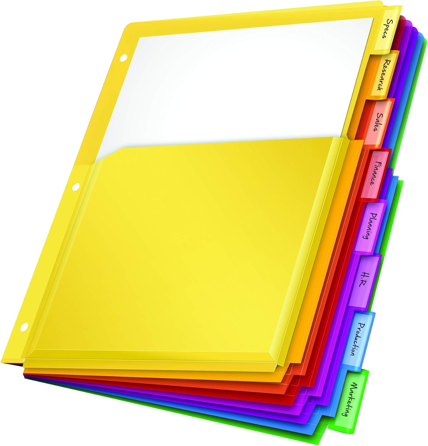 Oxford Expanding Plastic Binder Dividers Flexible Front Pockets Expand 1/4