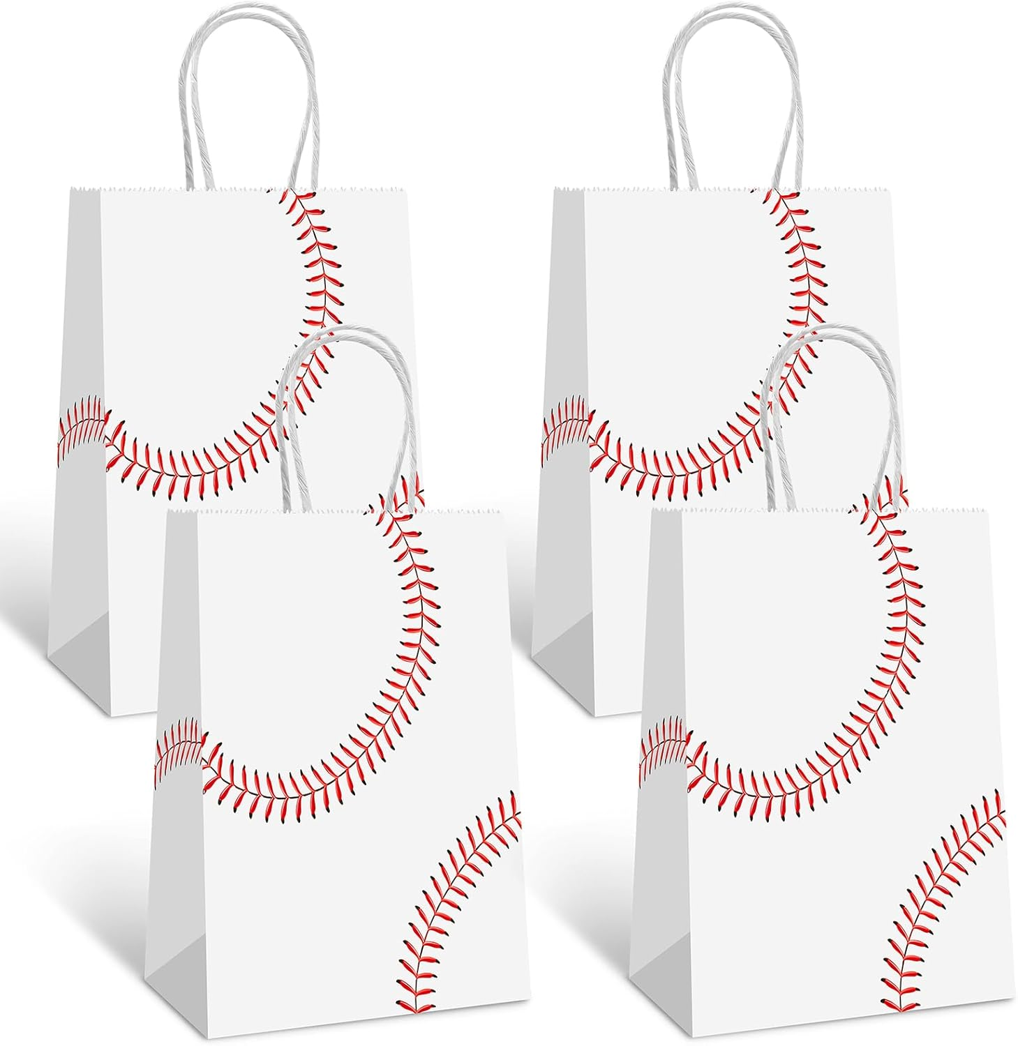 16 PCS Baseball Party Gift Bags for Party Supplies, Birthday Decor, Favor Goody Treat Candy Bag with Baseball Pattern, Decorations for Kids and Adults
