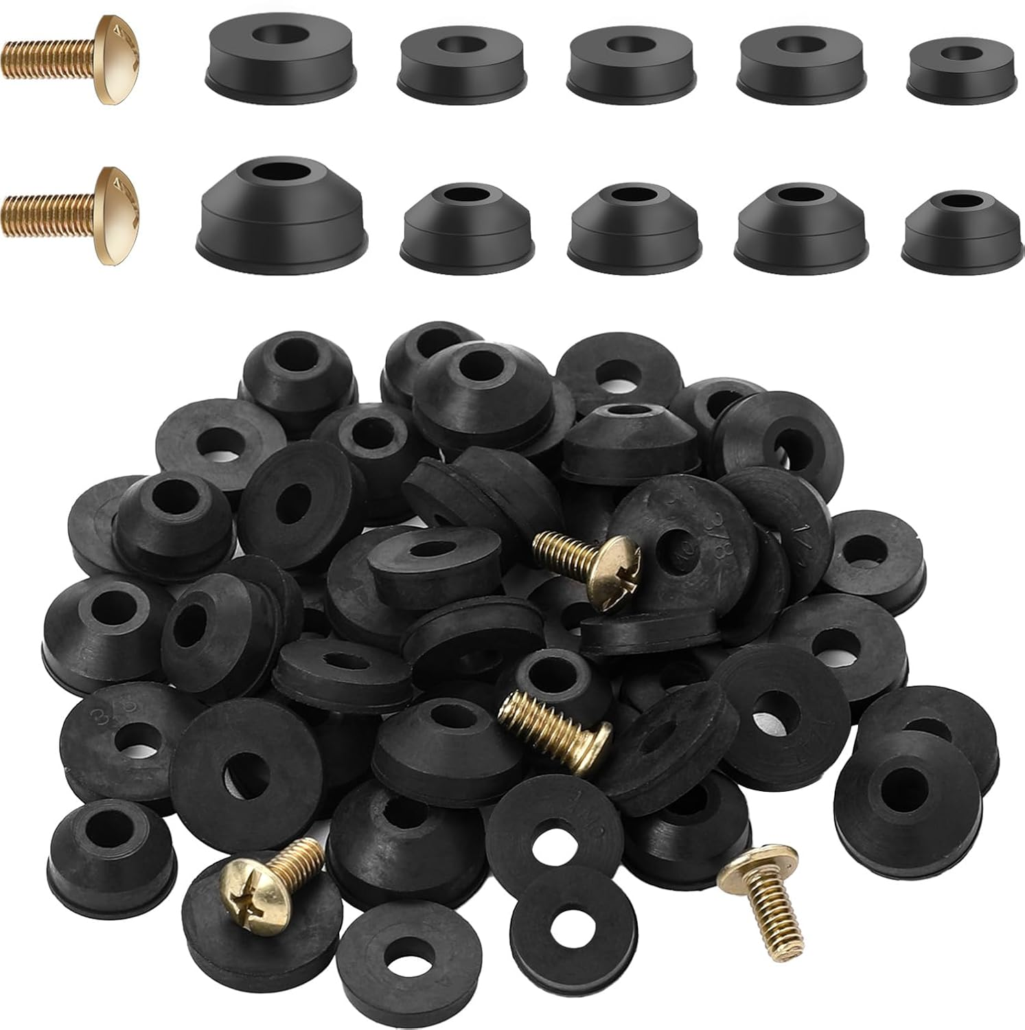 58pcs Rubber Washers & Brass Screws Kit for Outdoor Faucet Repair 