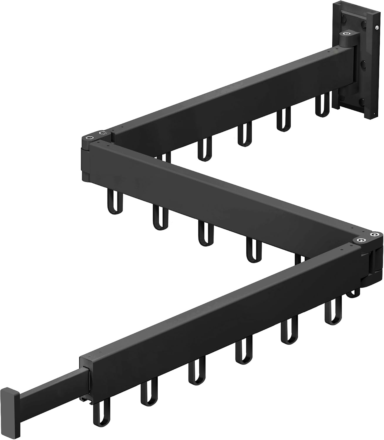 Clothes Drying Rack,Laundry Drying Rack,Wall Mounted Laundry Rack, Space Saver Clothes Rack,Retractable,Collapsible(Tri-Fold), for Balcony,Laundry,Bathroom, Ring Type Hooks,Black Color
