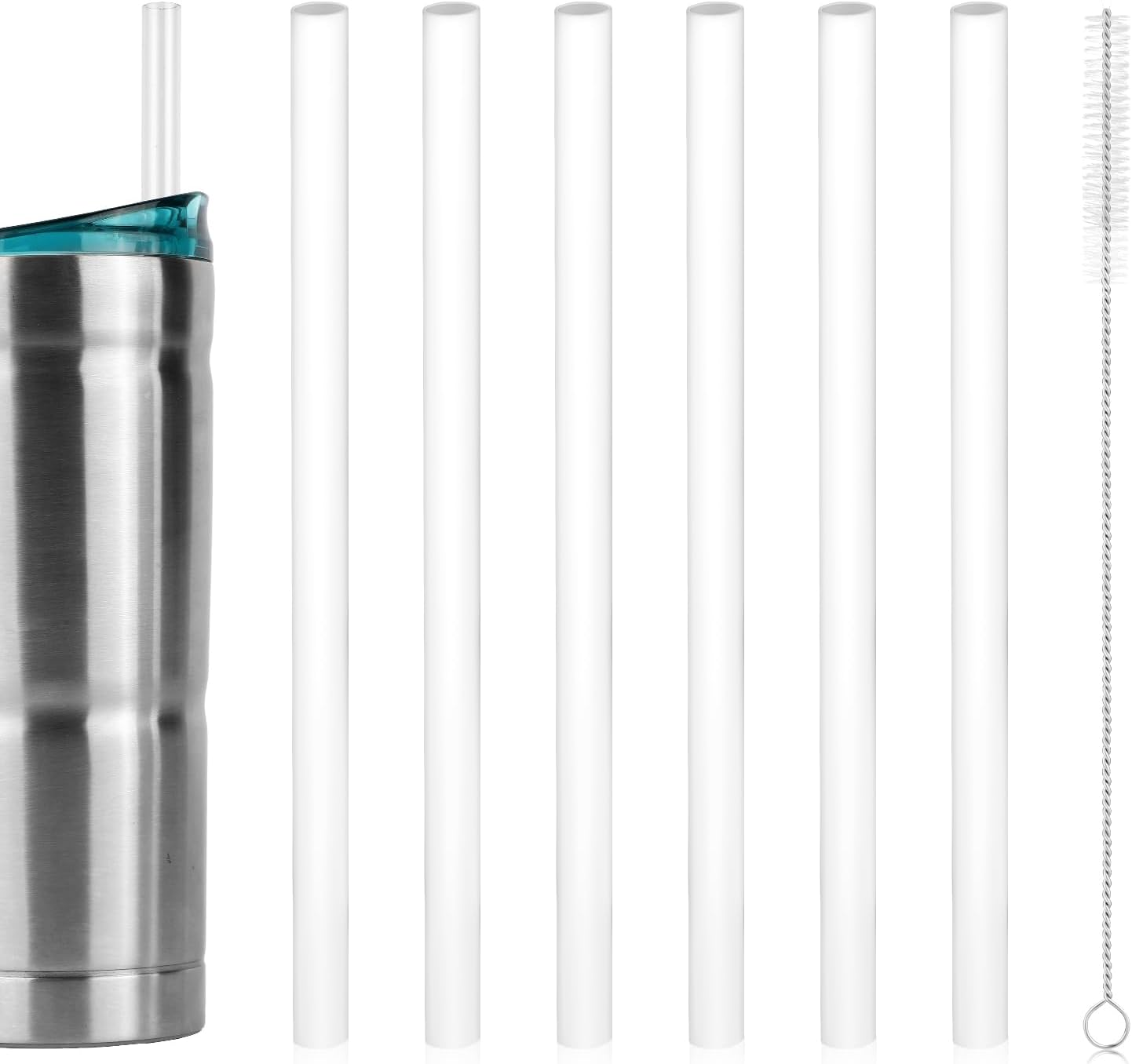 6Pcs Reusable Plastic Straws for Bubba 24Oz Tumblers, with Stainless Steel Cleaning Brush, Transparent Water Bottle Straws Accessories for Bubba 24Oz Envy S Cup (BPA Free)